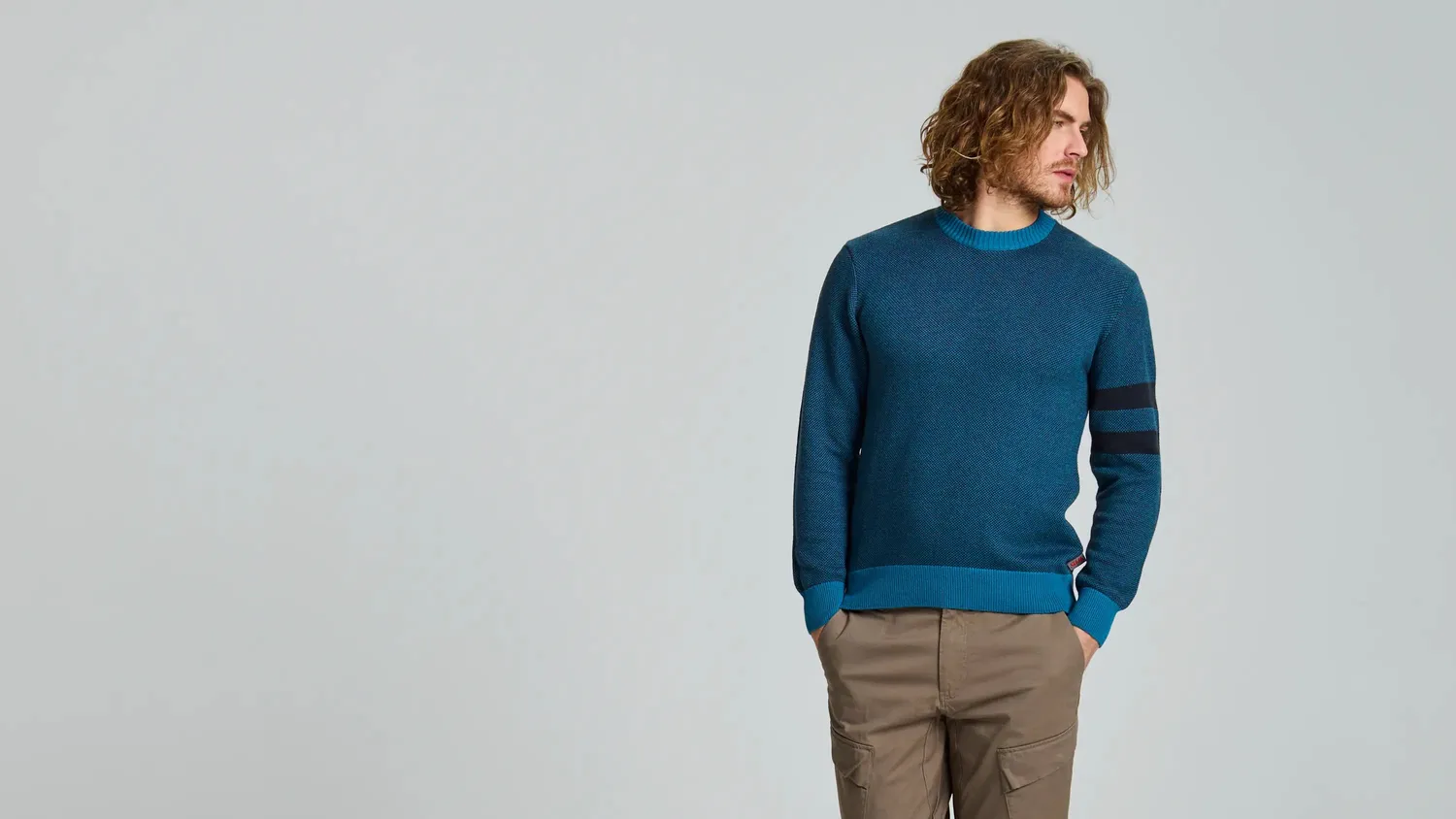 Slam Rudra Jumper genser herre, melert bomull og ull