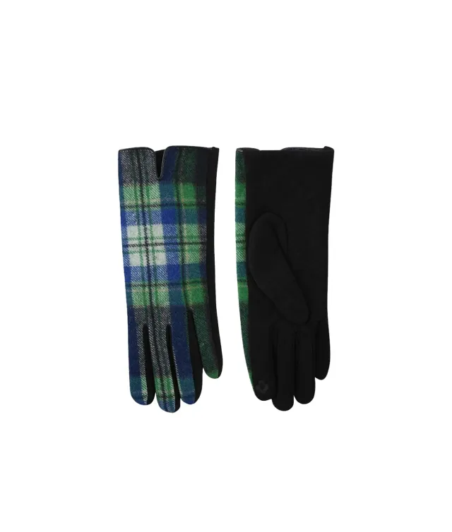 John Partridge Gloves Blue Grey Tartan hansker blågrå rutete fleece én størrelse