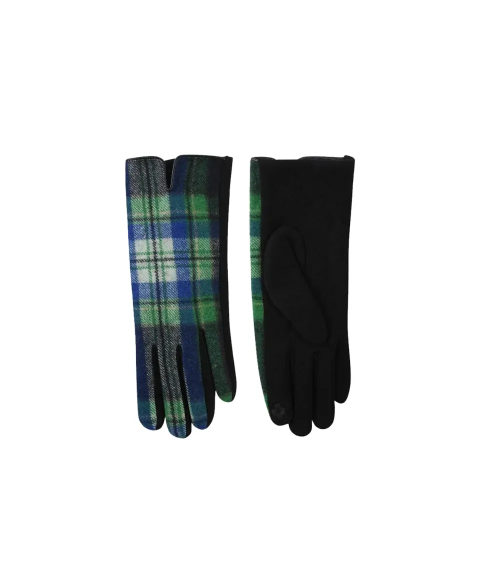 John Partridge Gloves Blue Grey Tartan hansker blågrå rutete fleece én størrelse