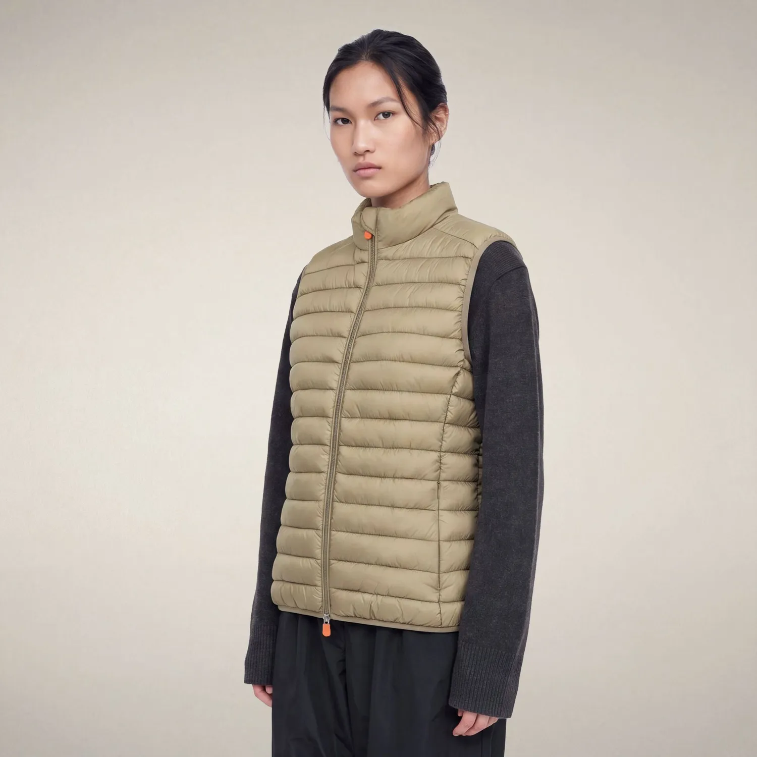 Save The Duck Charlotte vest dame Elephant Grey vattert