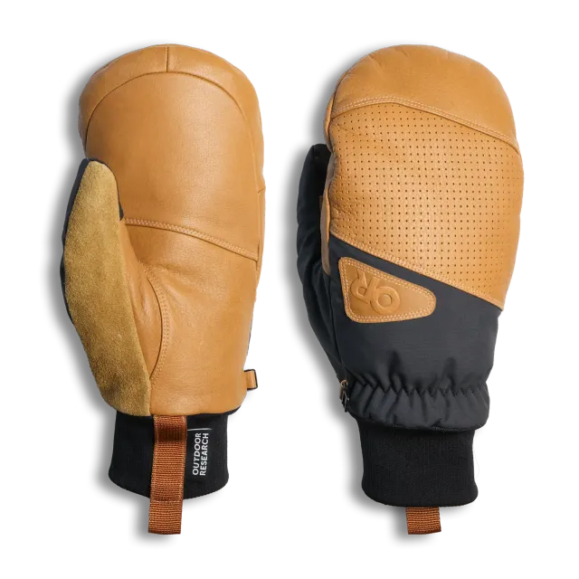 Outdoor Research Snowcrew Leather Mitt skivotter Dark Natural/Black skinn