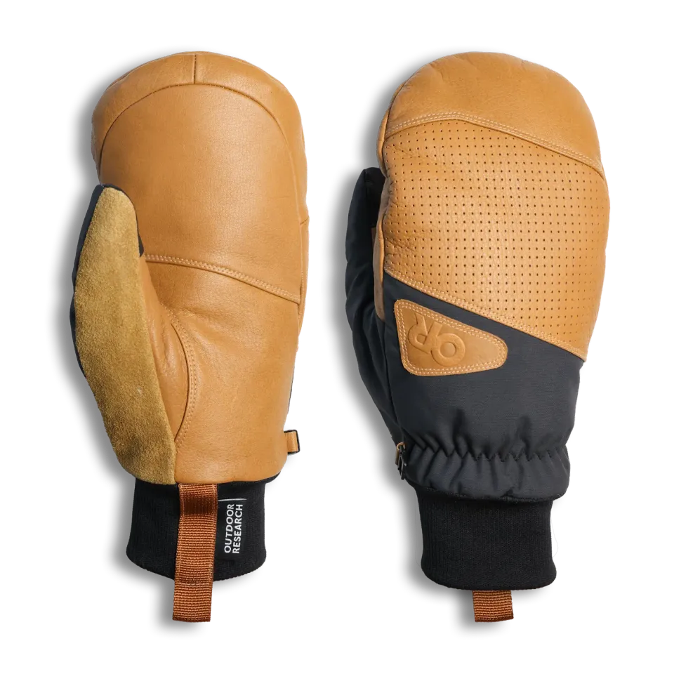 Outdoor Research Snowcrew Leather Mitt skivotter Dark Natural/Black skinn