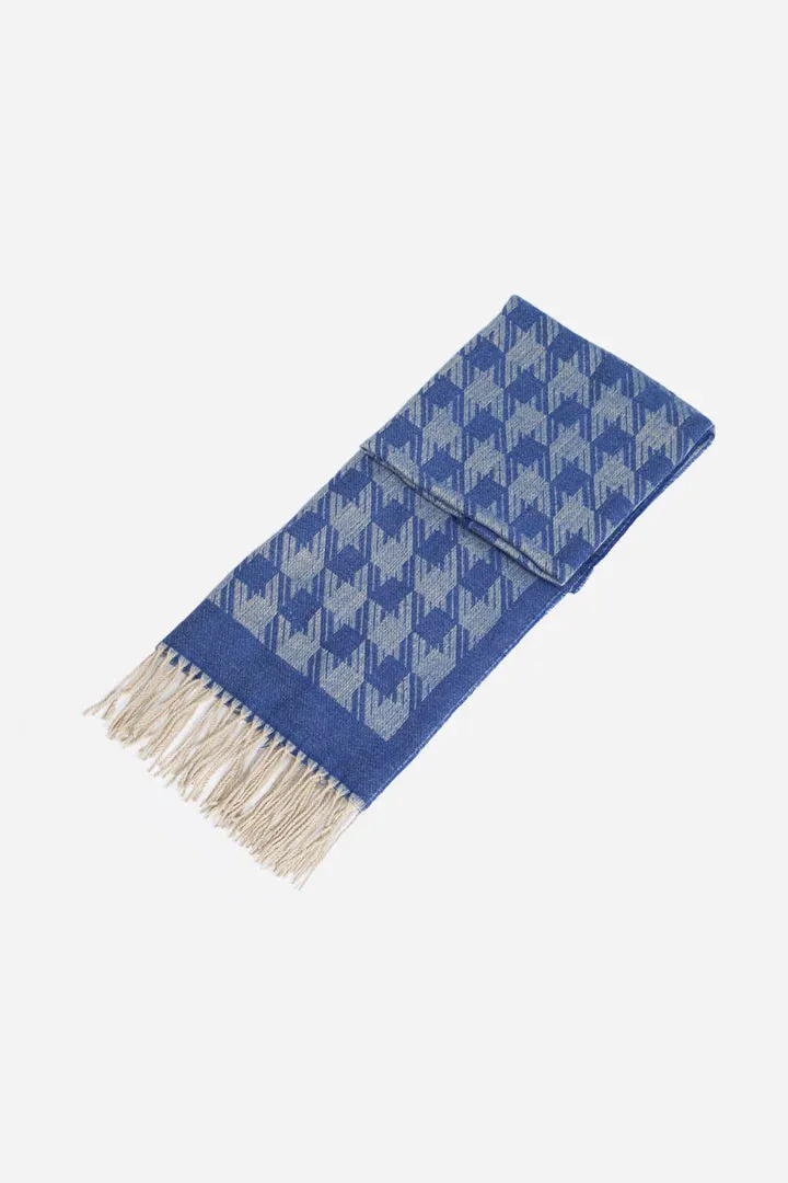 John Partridge Houndstooth Blanket Scarf skjerf kongeblå 88 x 180 cm