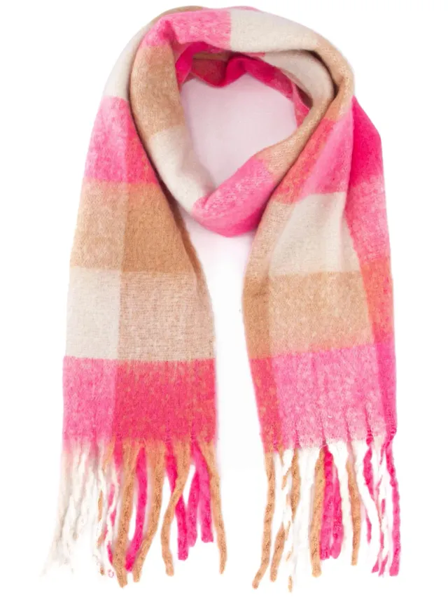 John Partridge Heavyweight Check Print Scarf skjerf Pink