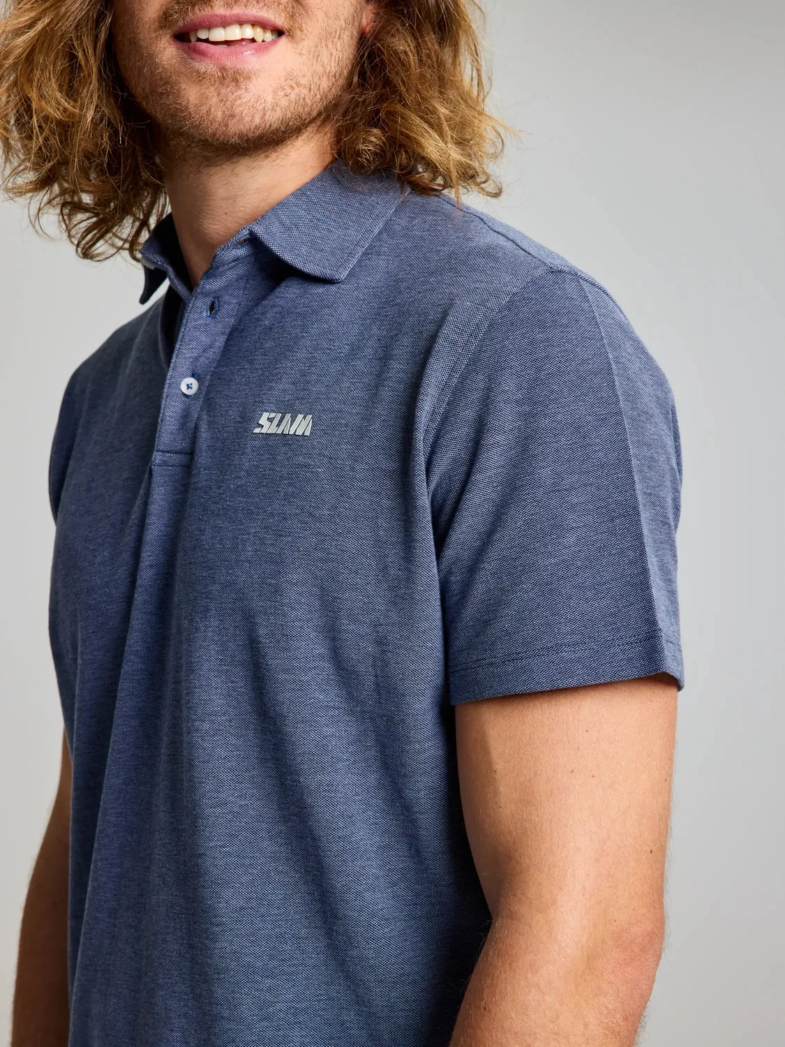 Slam Heba SS poloskjorte Dark Navy bomullspiqué