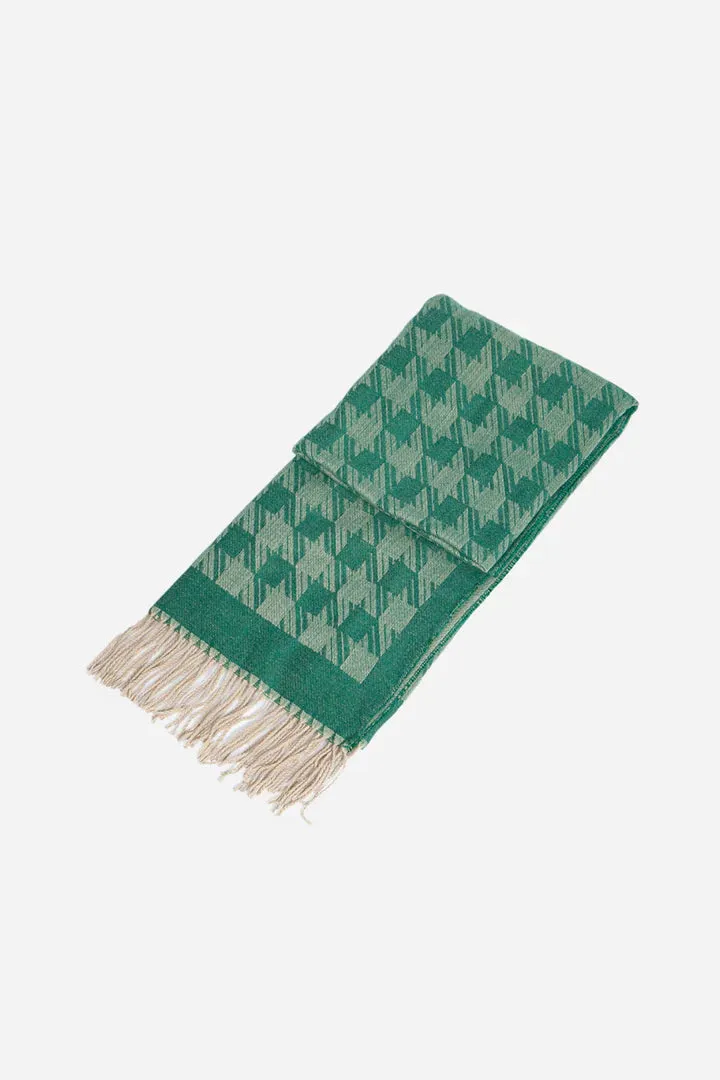 John Partridge Houndstooth Blanket Scarf skjerf Green – viskose