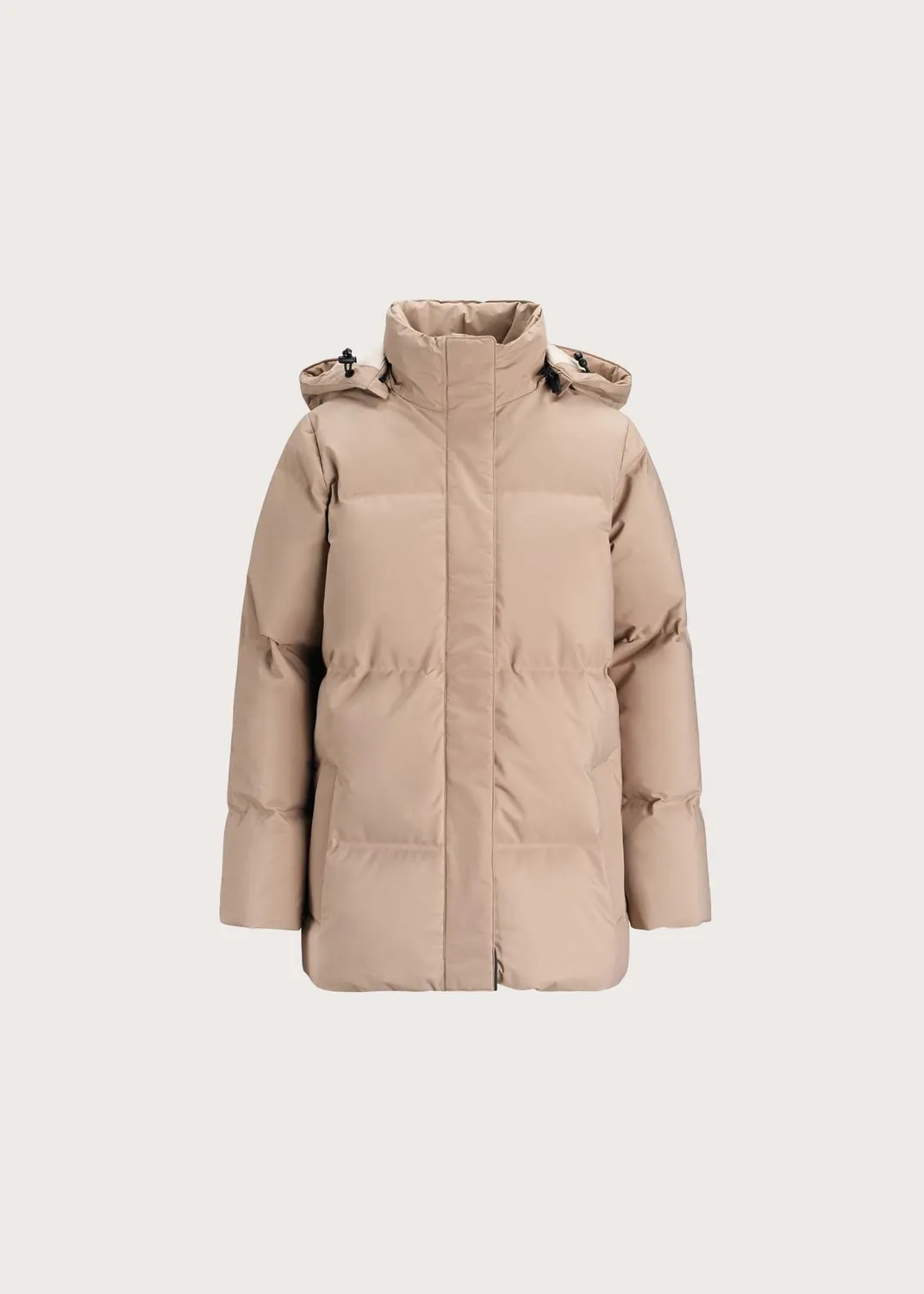 Brgn Nysne Down Puffer dunjakke taupe med avtagbar hette