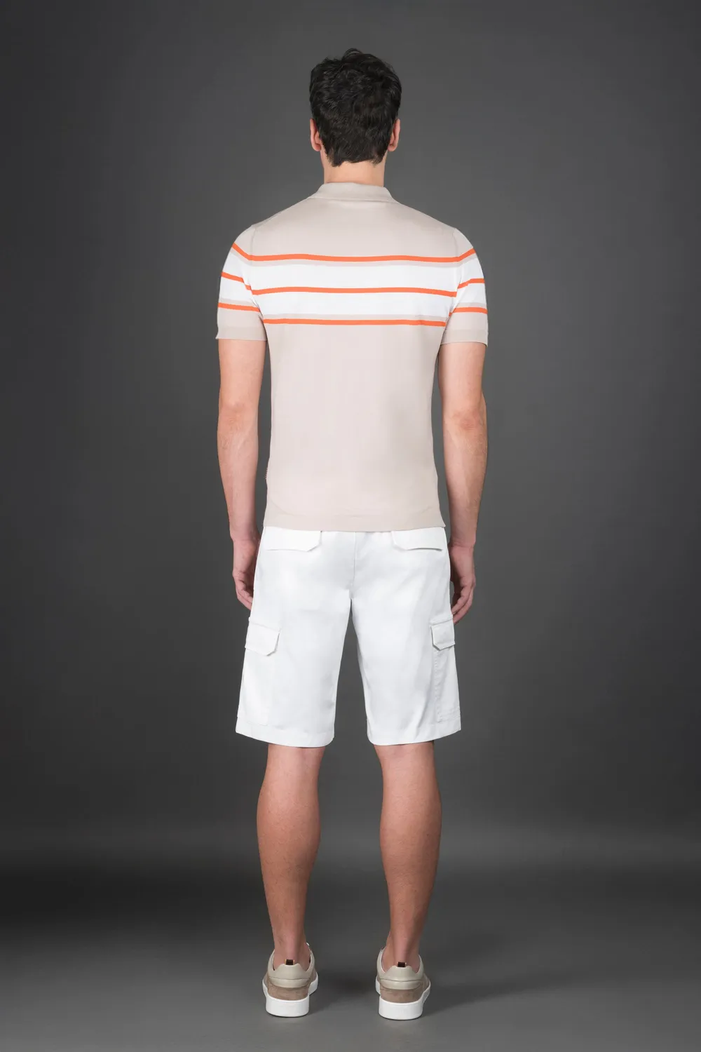 Moorer ACAYA-CRE poloskjorte Beige/hvit bomull
