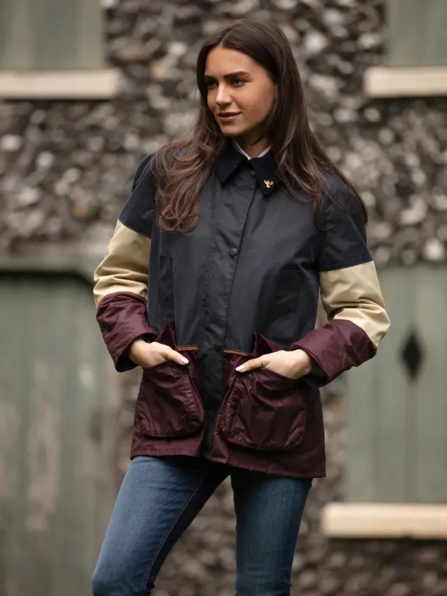 John Partridge Landowner Ladies Landowner Tri-Colour Wax Walking Jacket Coastal voksjakke