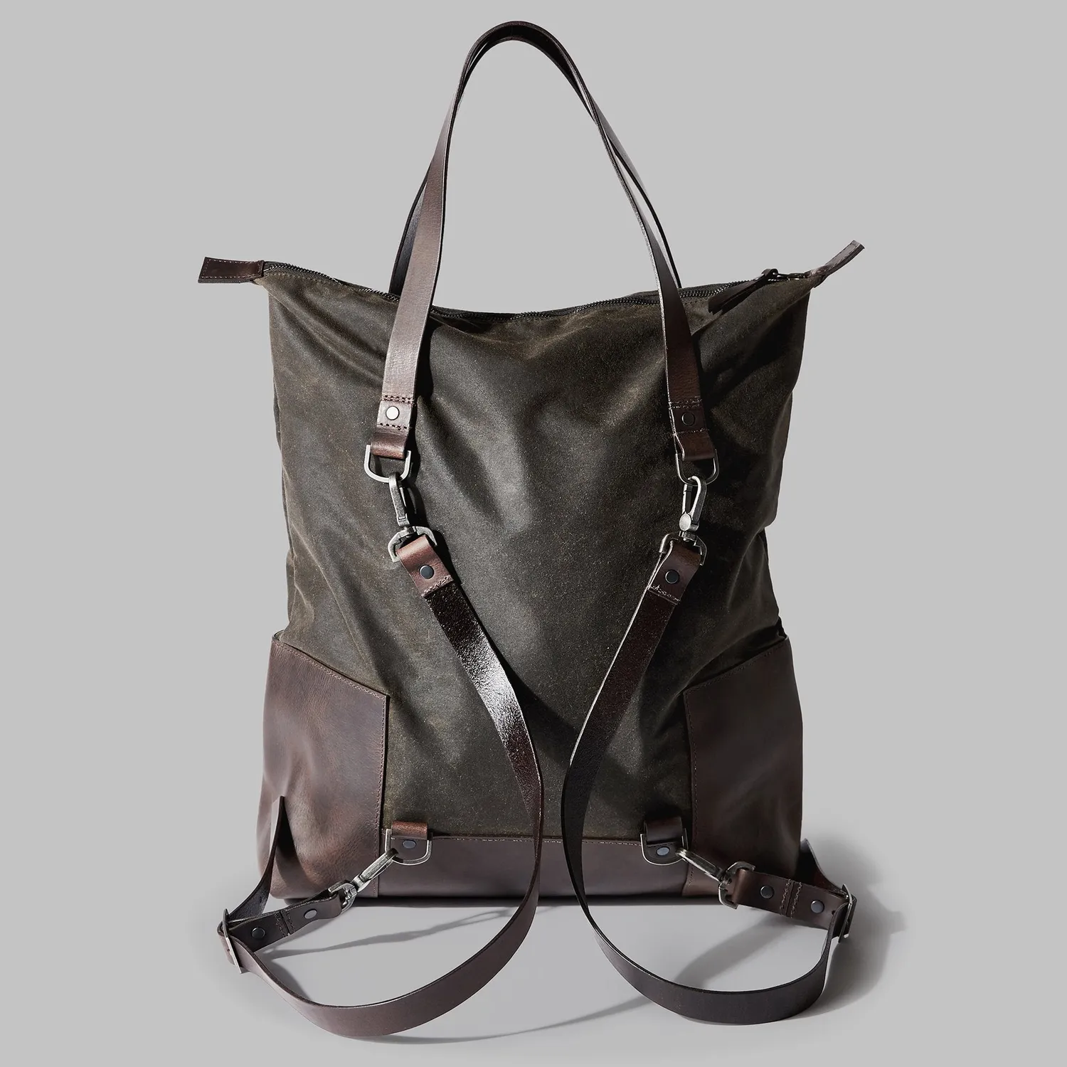 John Partridge Drayton Olive Waxed Cotton Rucksack Tote veske 25 l