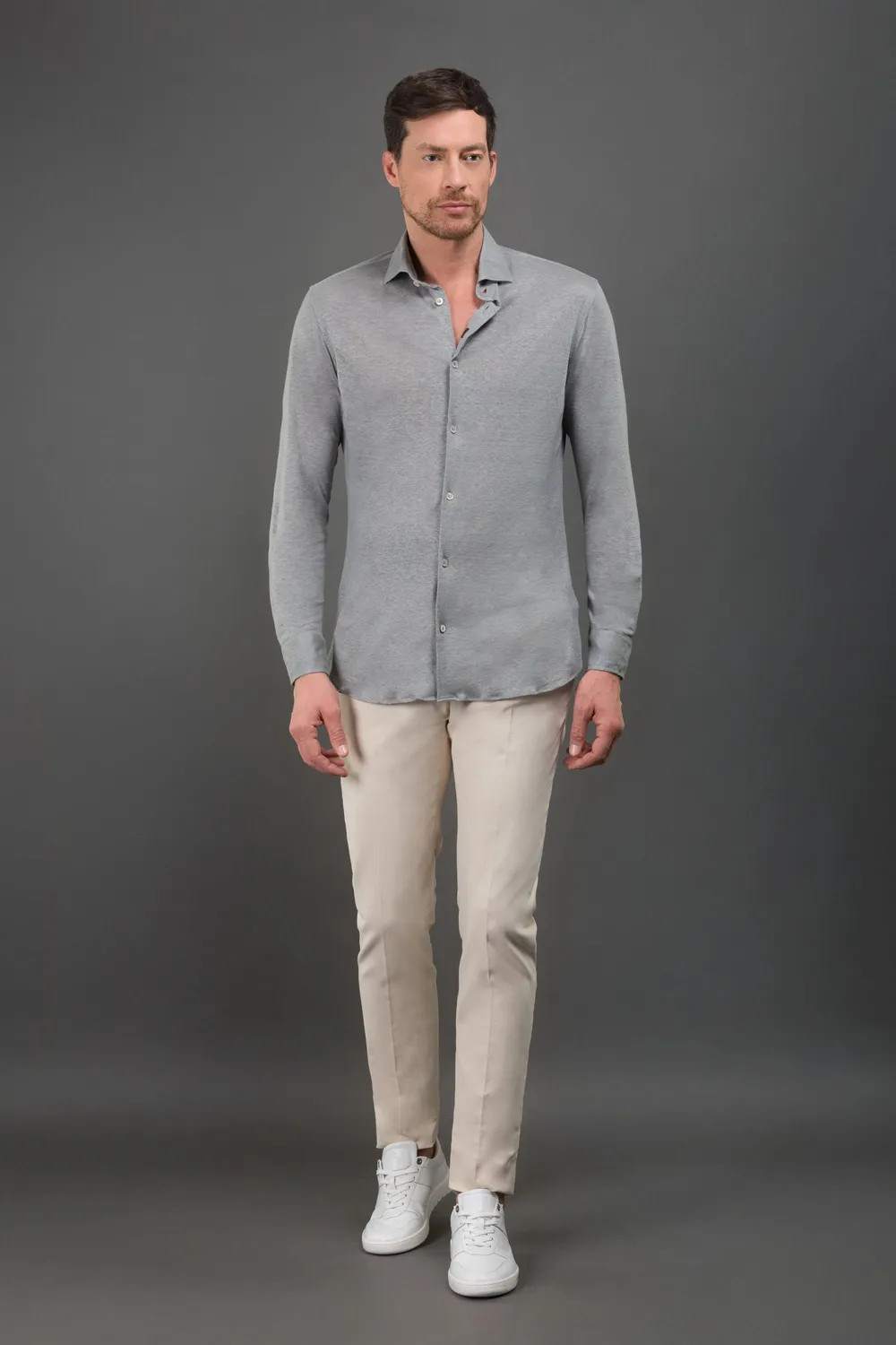 Moorer SORRENTO-LI1 linskjorte navy aloe-finish