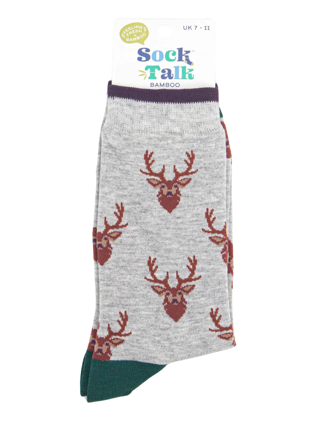 John Partridge Socks Stag sokker grå/grønn bambusblanding én størrelse