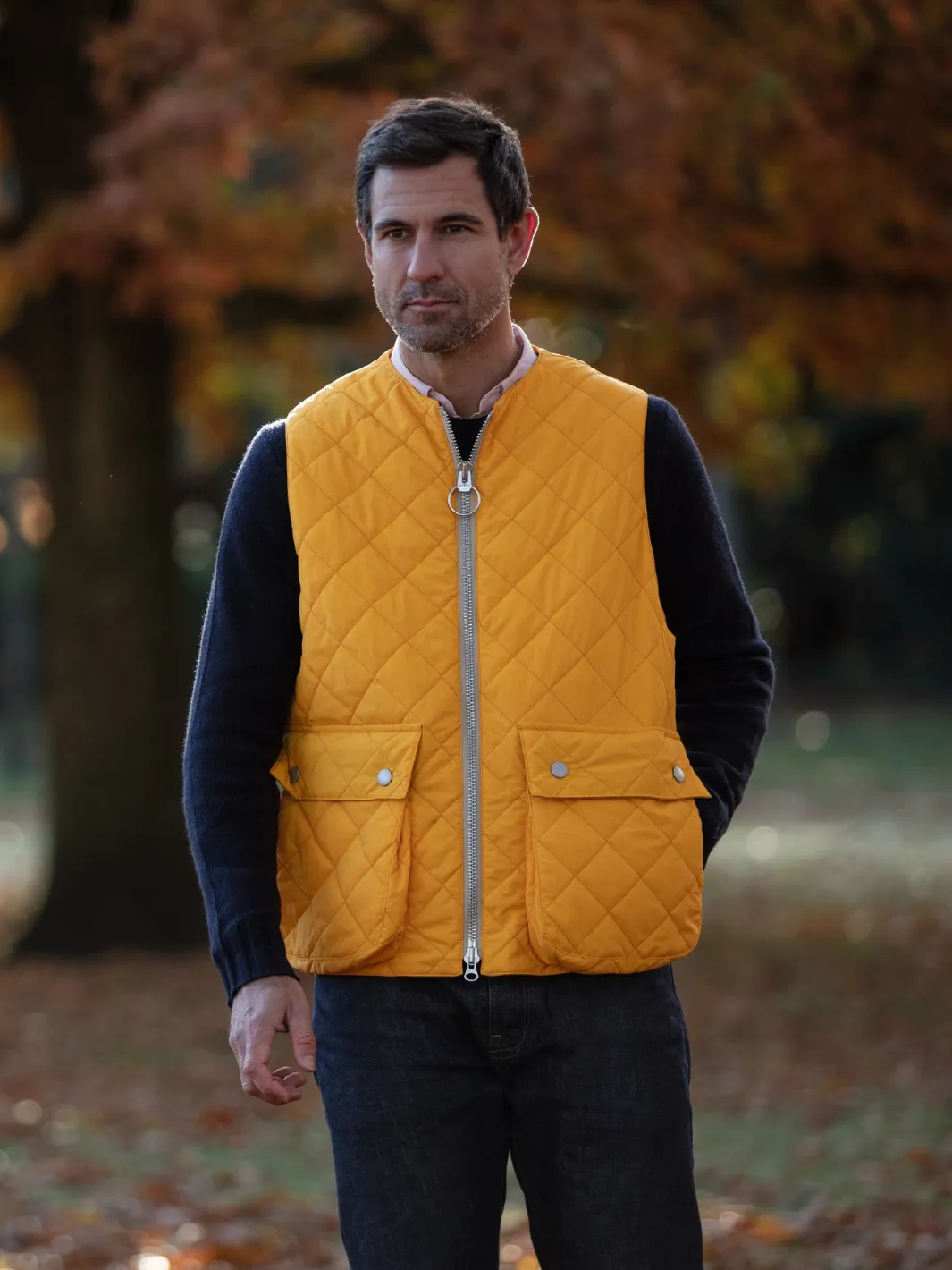 John Partridge Padded Vest vest Yellow M og L quiltet nylon