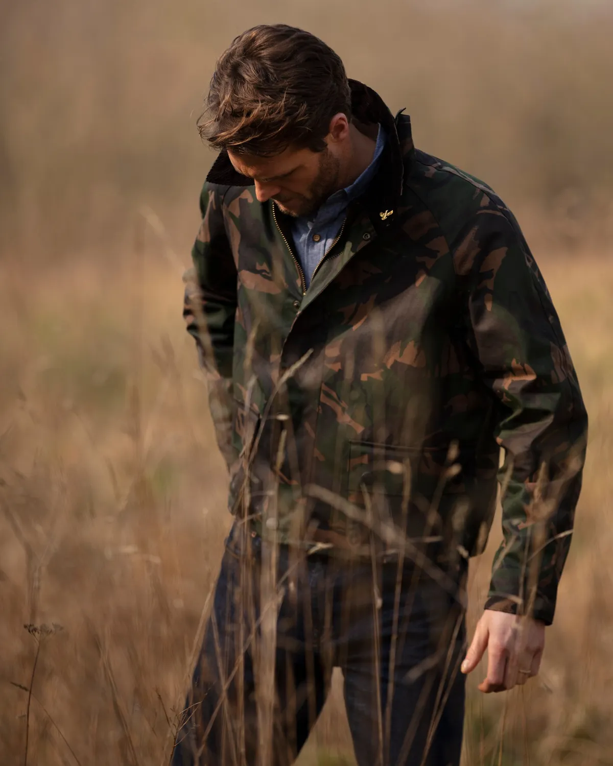 John Partridge Landowner Short Wax Walking Jacket voksjakke Olive Camo