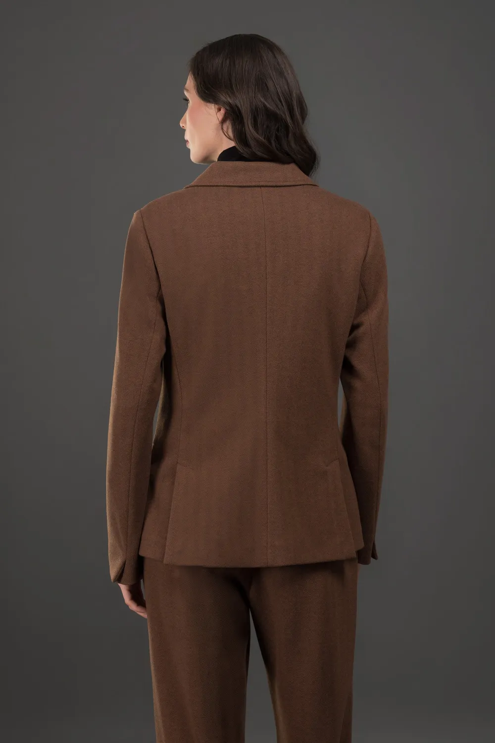Moorer Aleria-PAR dobbeltspent blazer Caffè stretchjersey