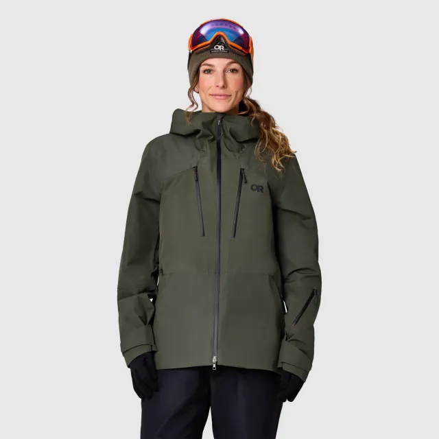 Outdoor Research Women's Powderverse skijakke Black/Pro Khaki