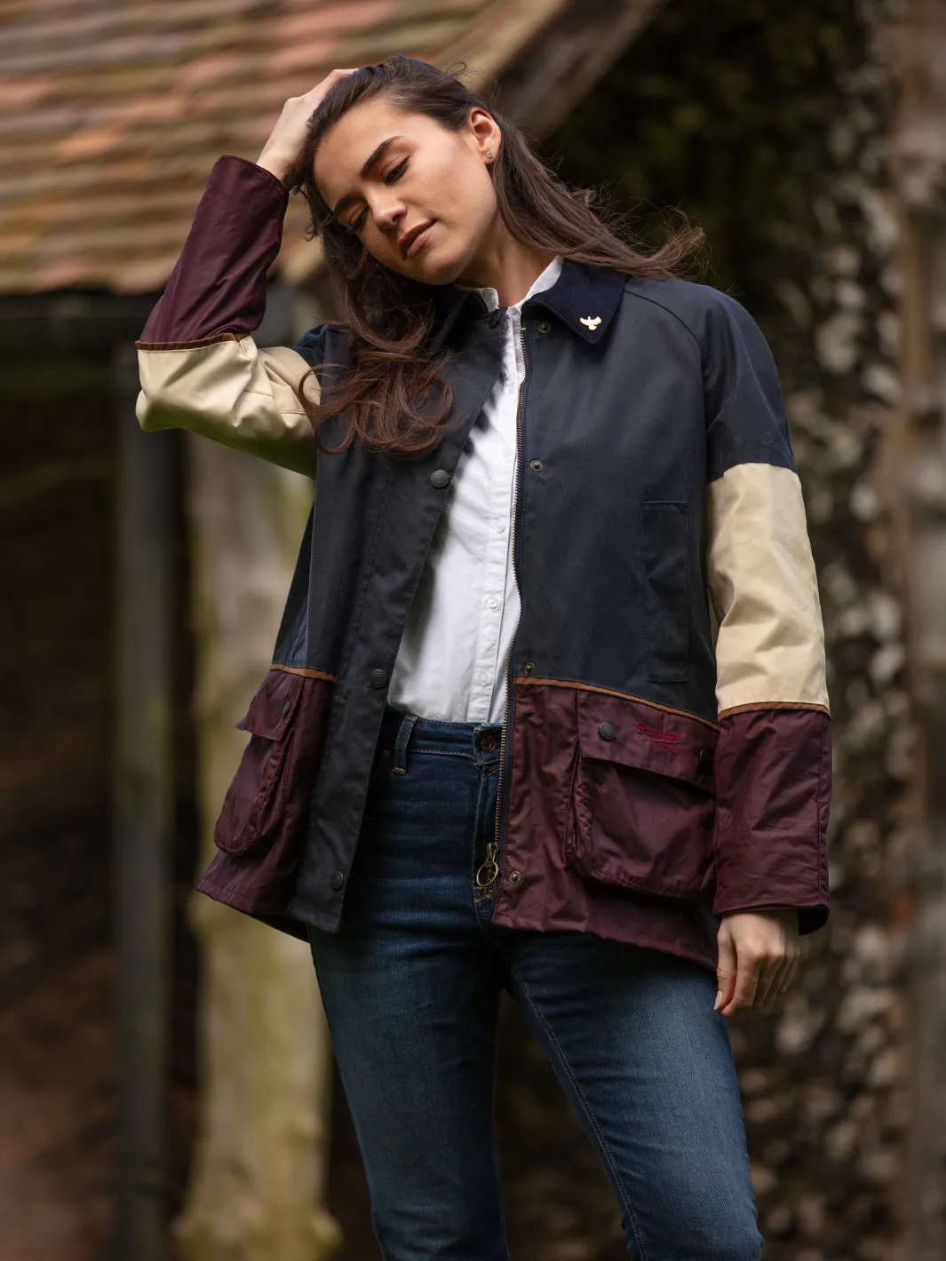 John Partridge Landowner Ladies Landowner Tri-Colour Wax Walking Jacket Coastal voksjakke