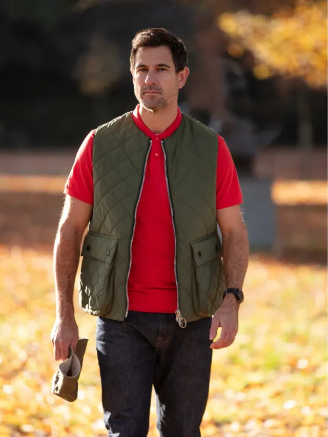 John Partridge Padded Vest vest oliven M/L vattert