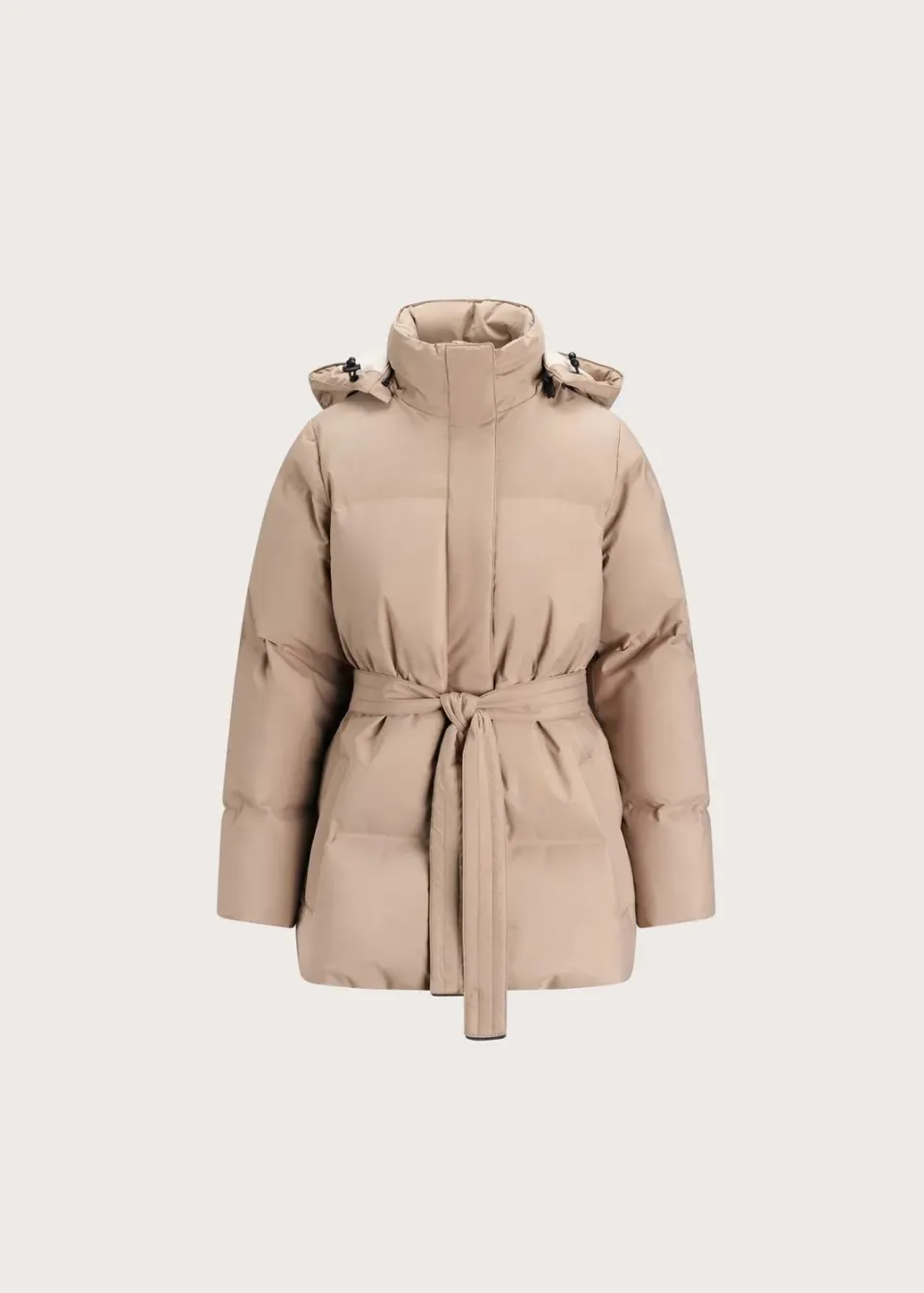 Brgn Nysne Down Puffer dunjakke taupe med avtagbar hette