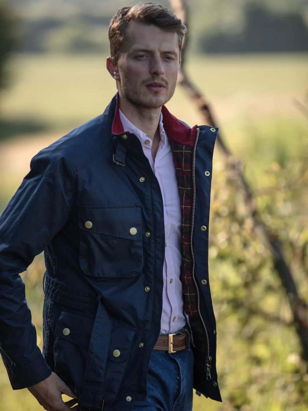 John Partridge Speed 6 Wax Biker Jacket bikerjakke navy voks
