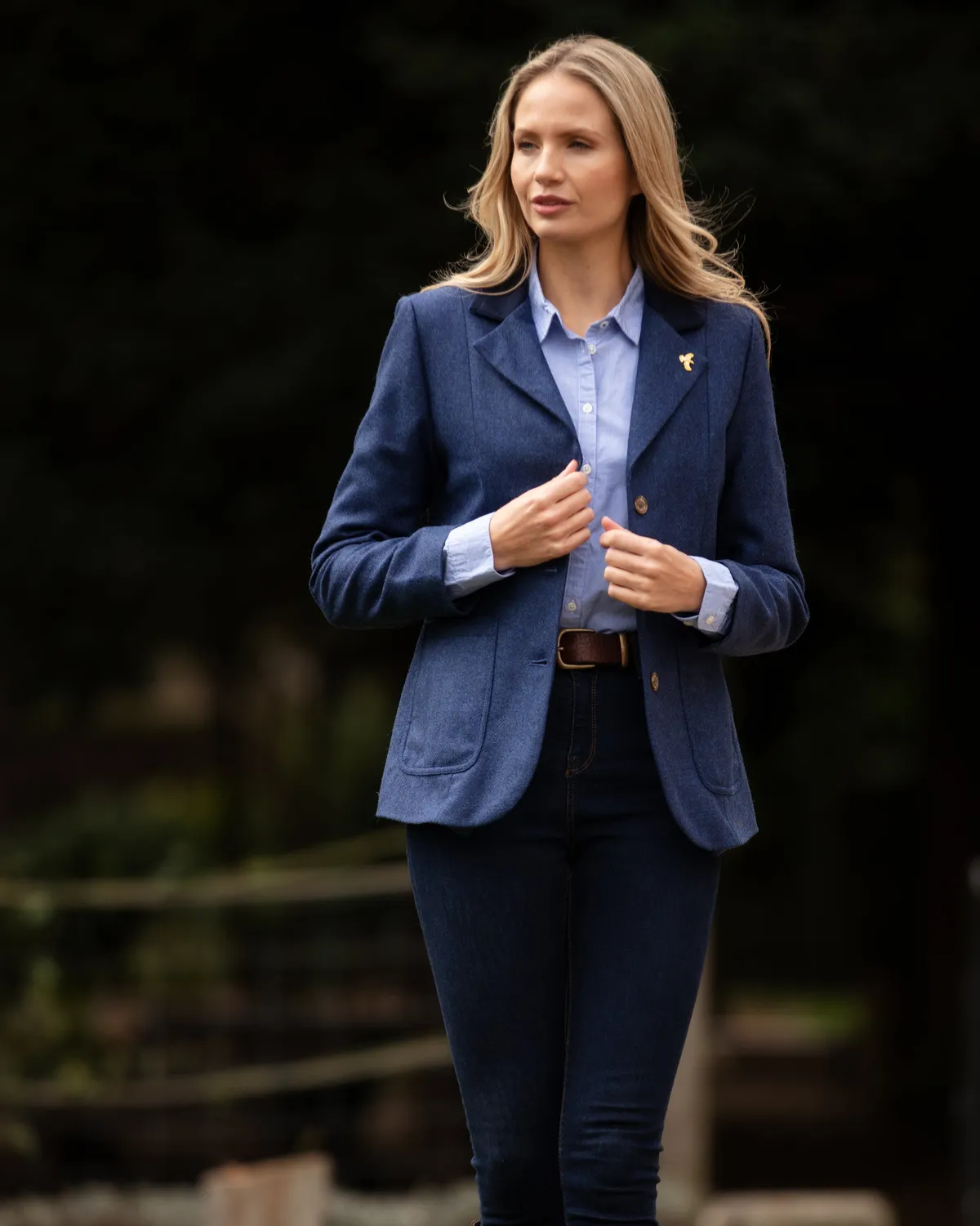 John Partridge Arena Tweed Blazer blazer dame marineblå ull