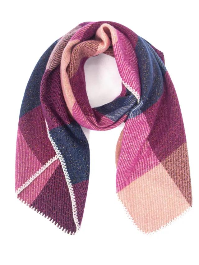 John Partridge Heavyweight Scarf skjerf fuksia rutete viskose