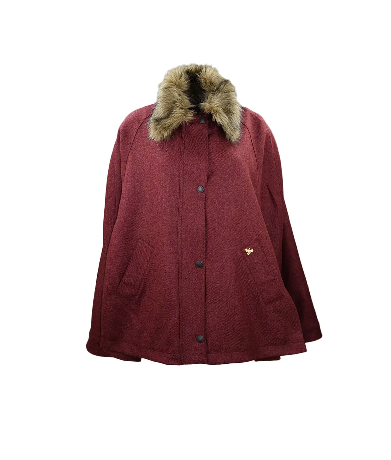 John Partridge Newbury Tweed Cape kappe Jalapeno Red one size