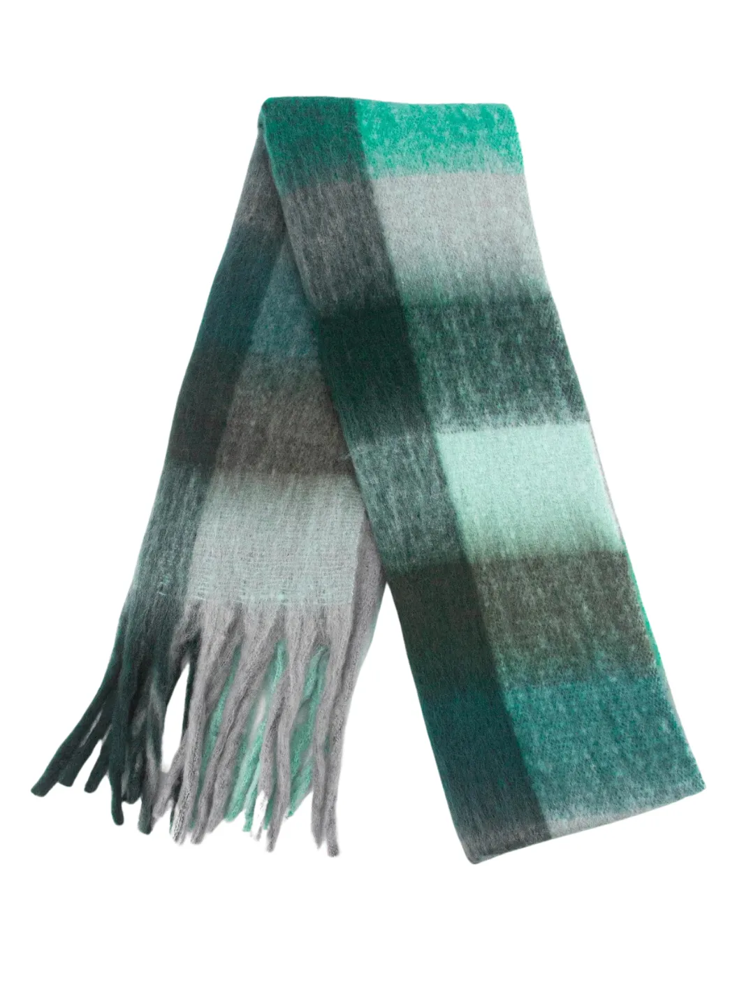 John Partridge Heavyweight Check Print Scarf skjerf teal rutete viskose