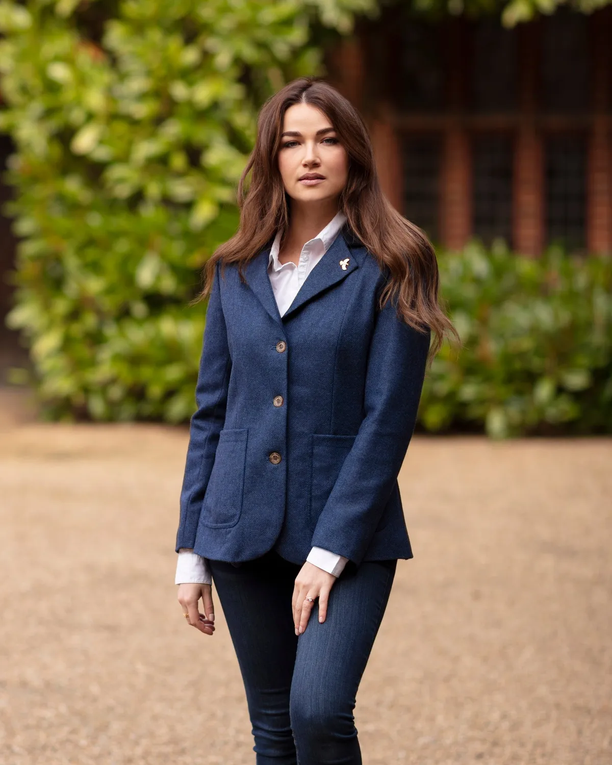 John Partridge Arena Tweed Blazer blazer dame marineblå ull