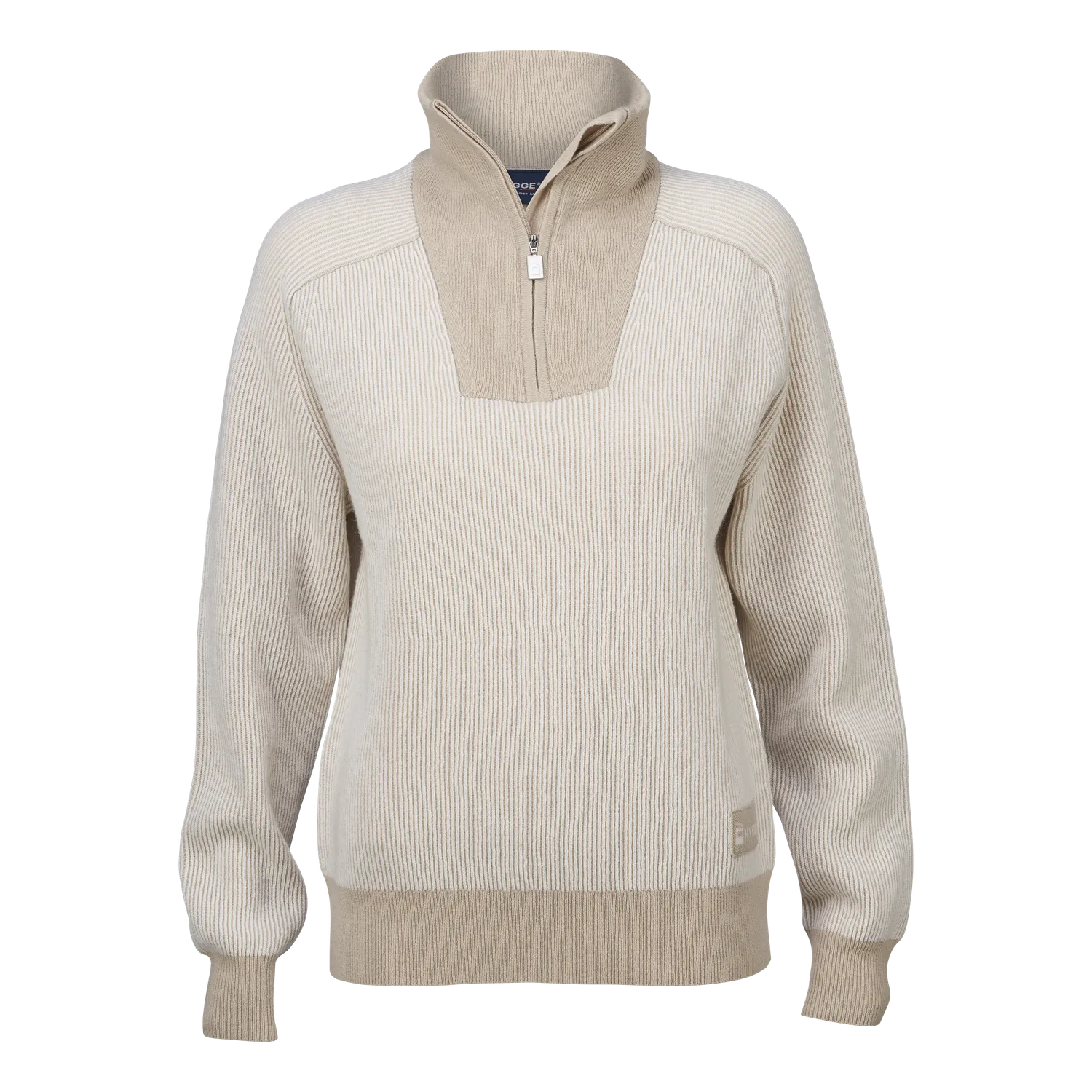 House of Hygge Women's Contrast Rib Half Zip ullgenser Navy ribbestrikk
