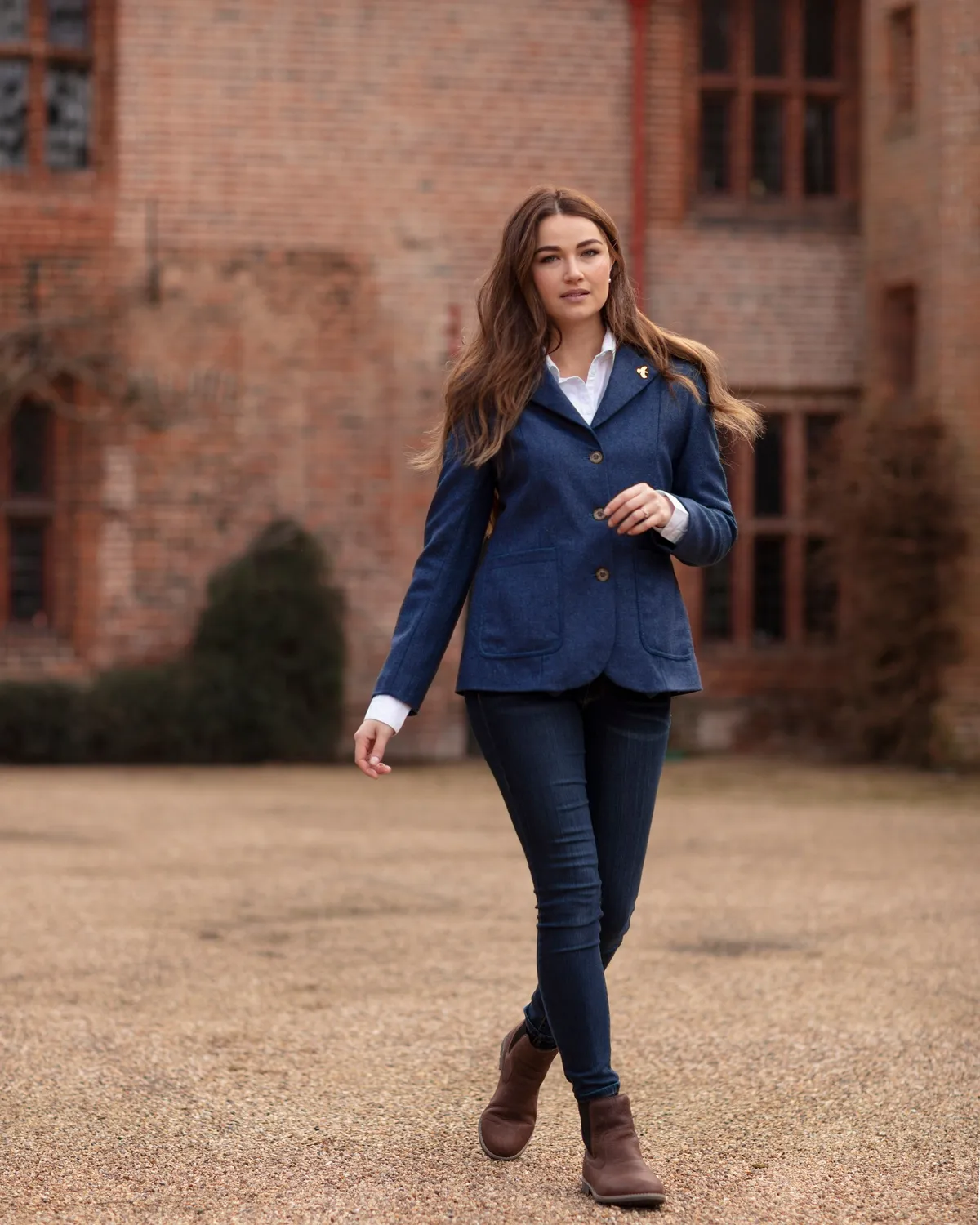 John Partridge Arena Tweed Blazer blazer dame marineblå ull
