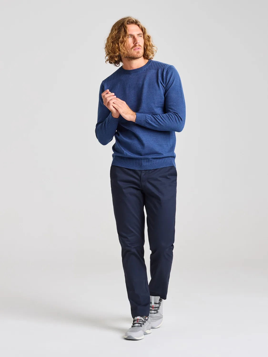 Slam Seawool Crewneck genser Medium Grey merinoblanding