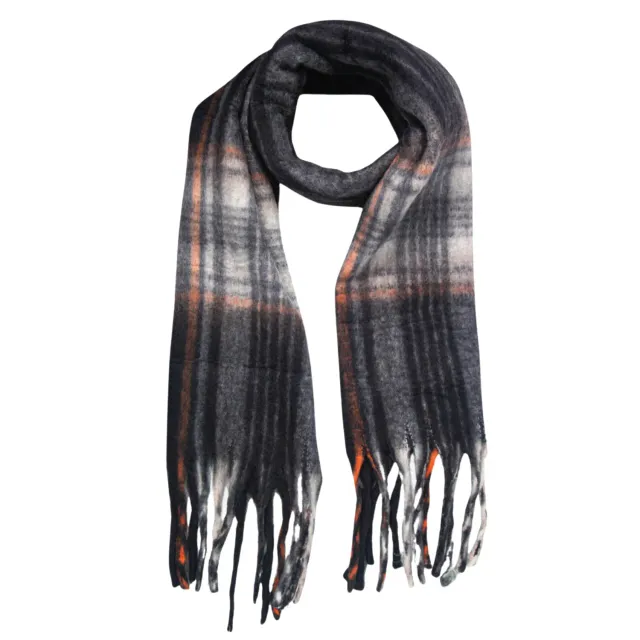 John Partridge Heavyweight Check Print Scarf skjerf svart rutet viskose