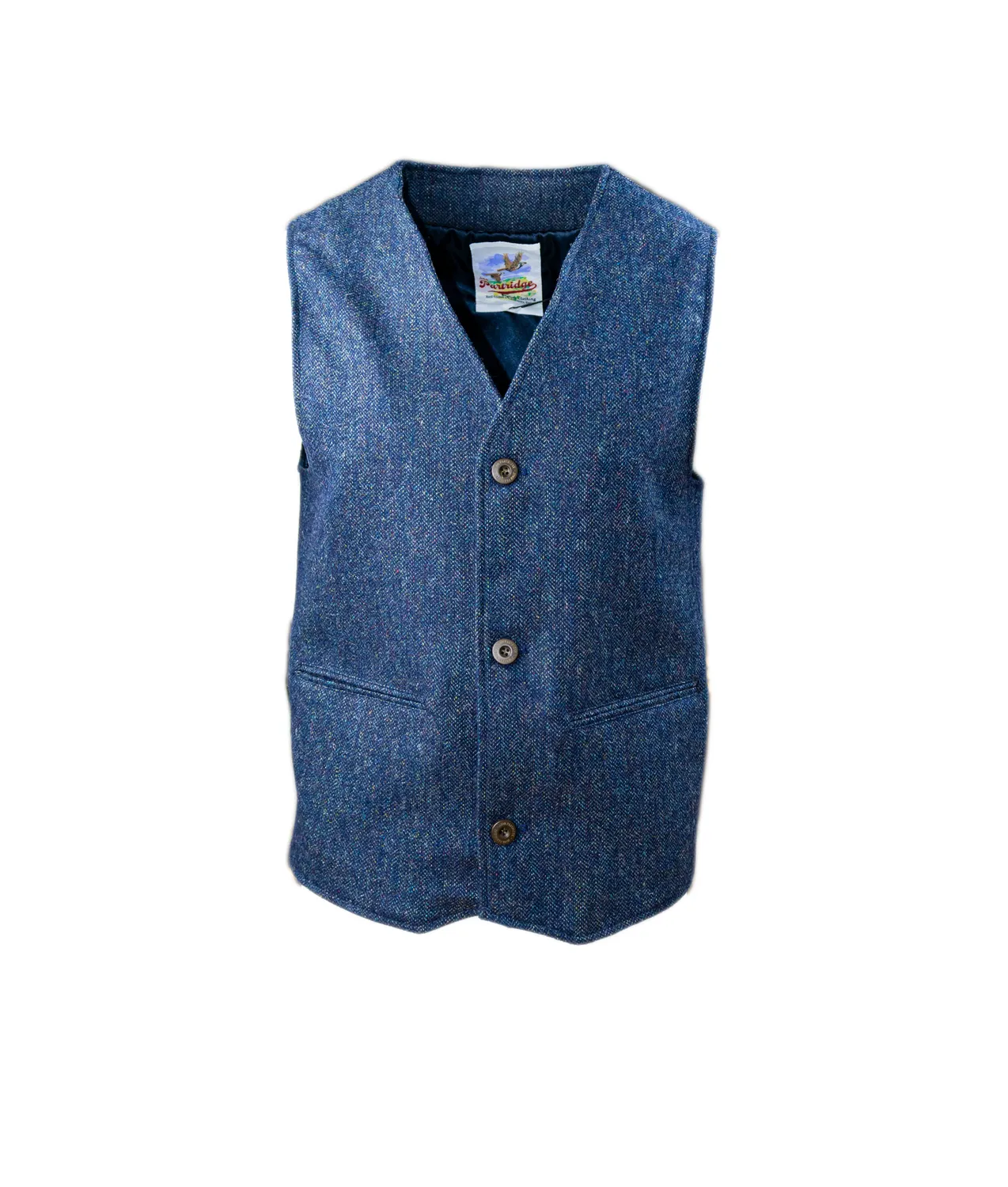 John Partridge Stafford Tweed Waistcoat tweedvest XS marineblå ull
