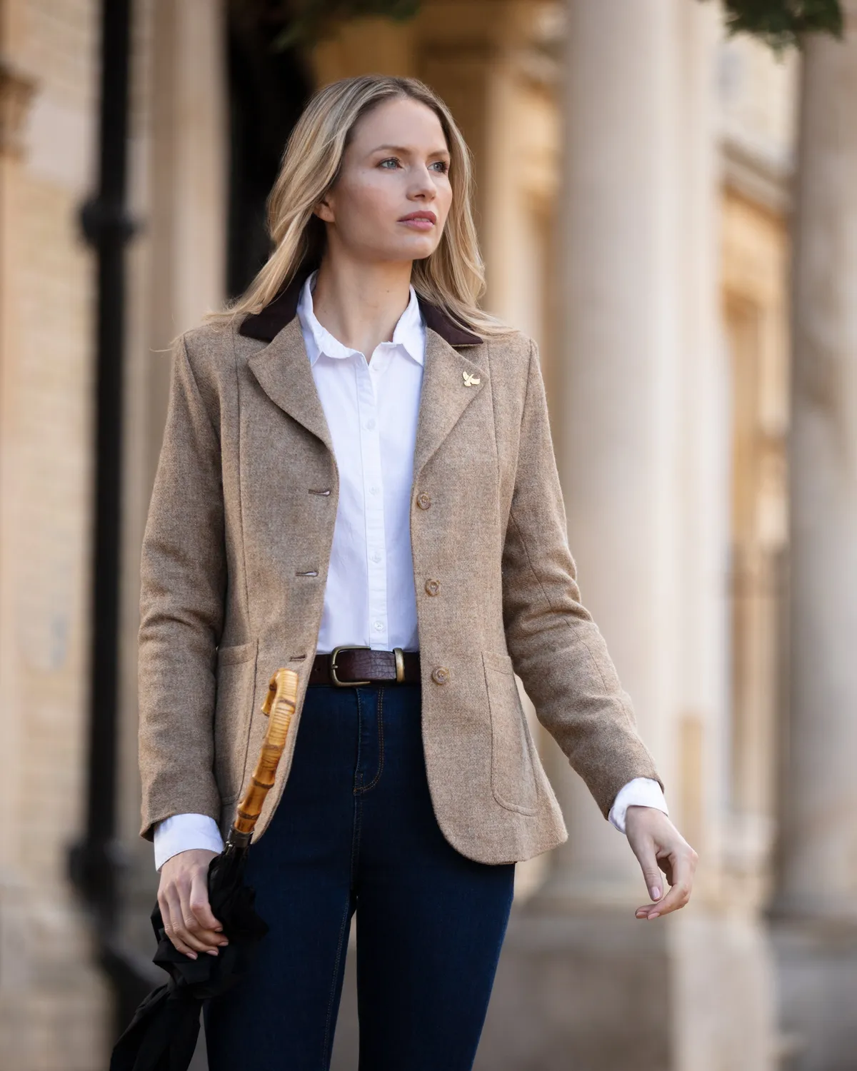 John Partridge Arena tweedblazer Stone britisk ull