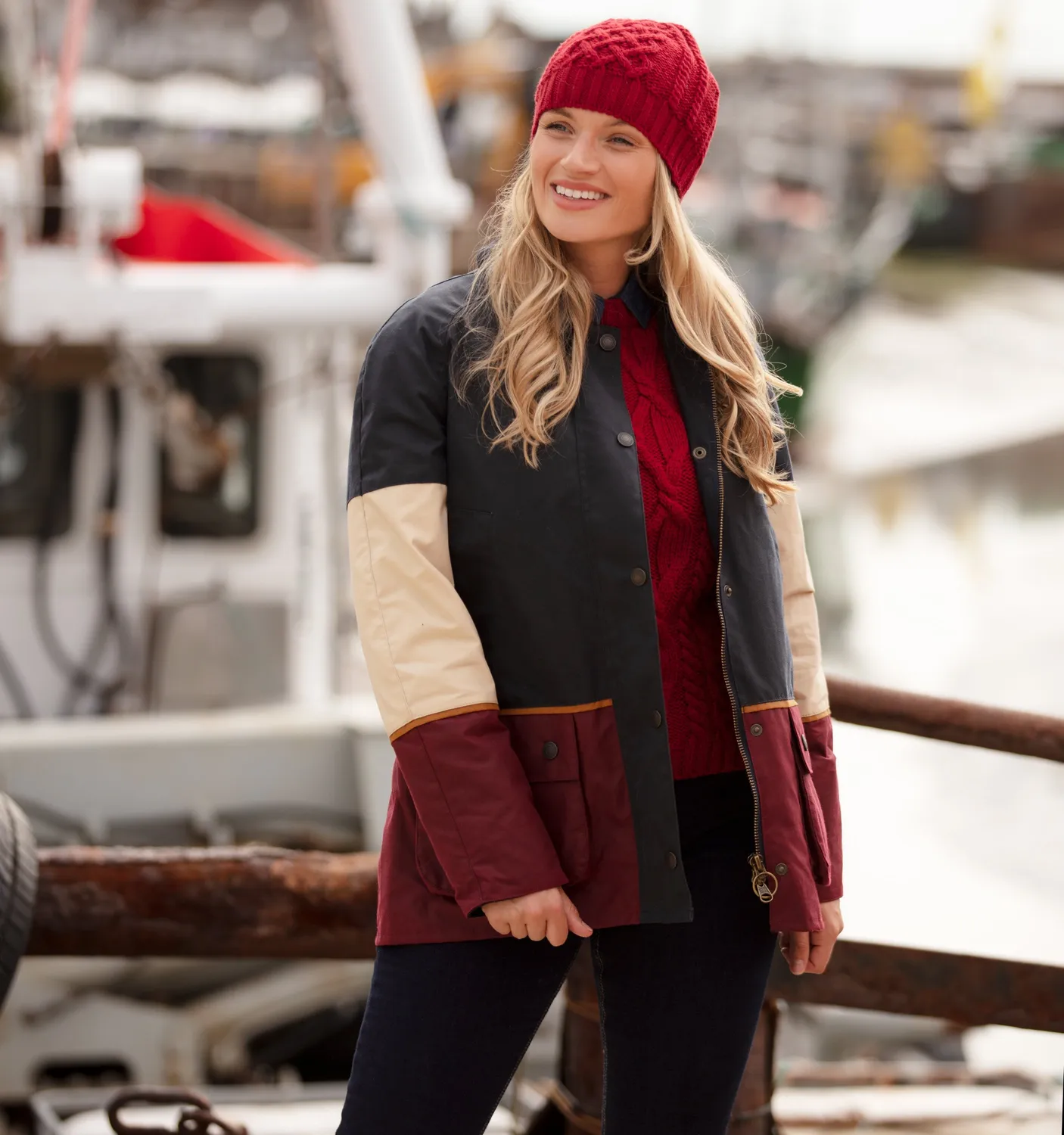 John Partridge Landowner Ladies Landowner Tri-Colour Wax Walking Jacket Coastal voksjakke