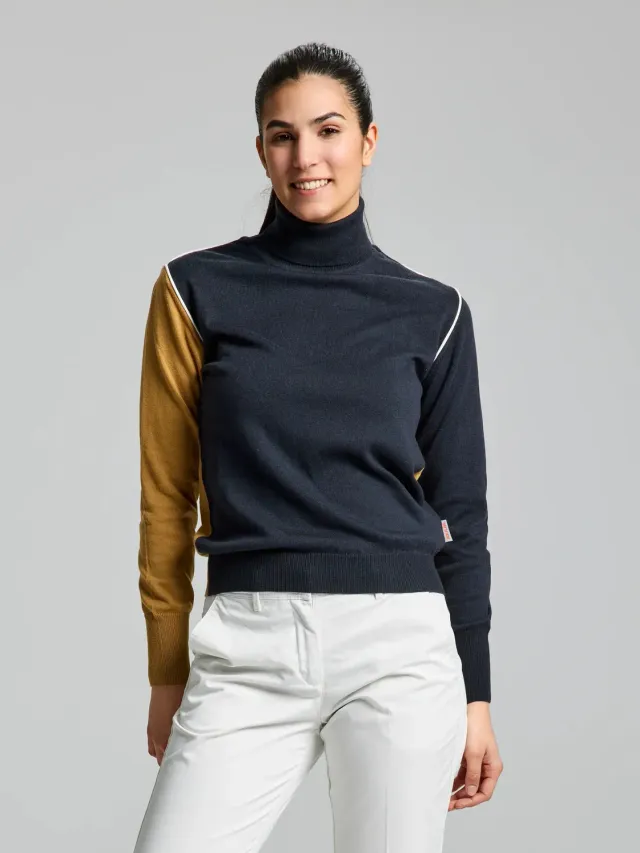 Slam Indra høyhalset genser dame Dark Navy/Gran Canyon