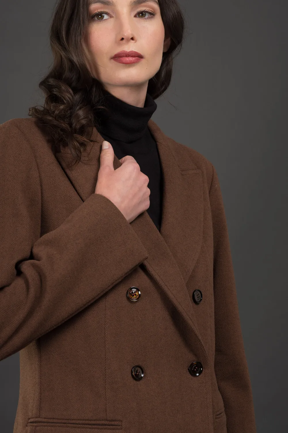 Moorer Aleria-PAR dobbeltspent blazer Caffè stretchjersey