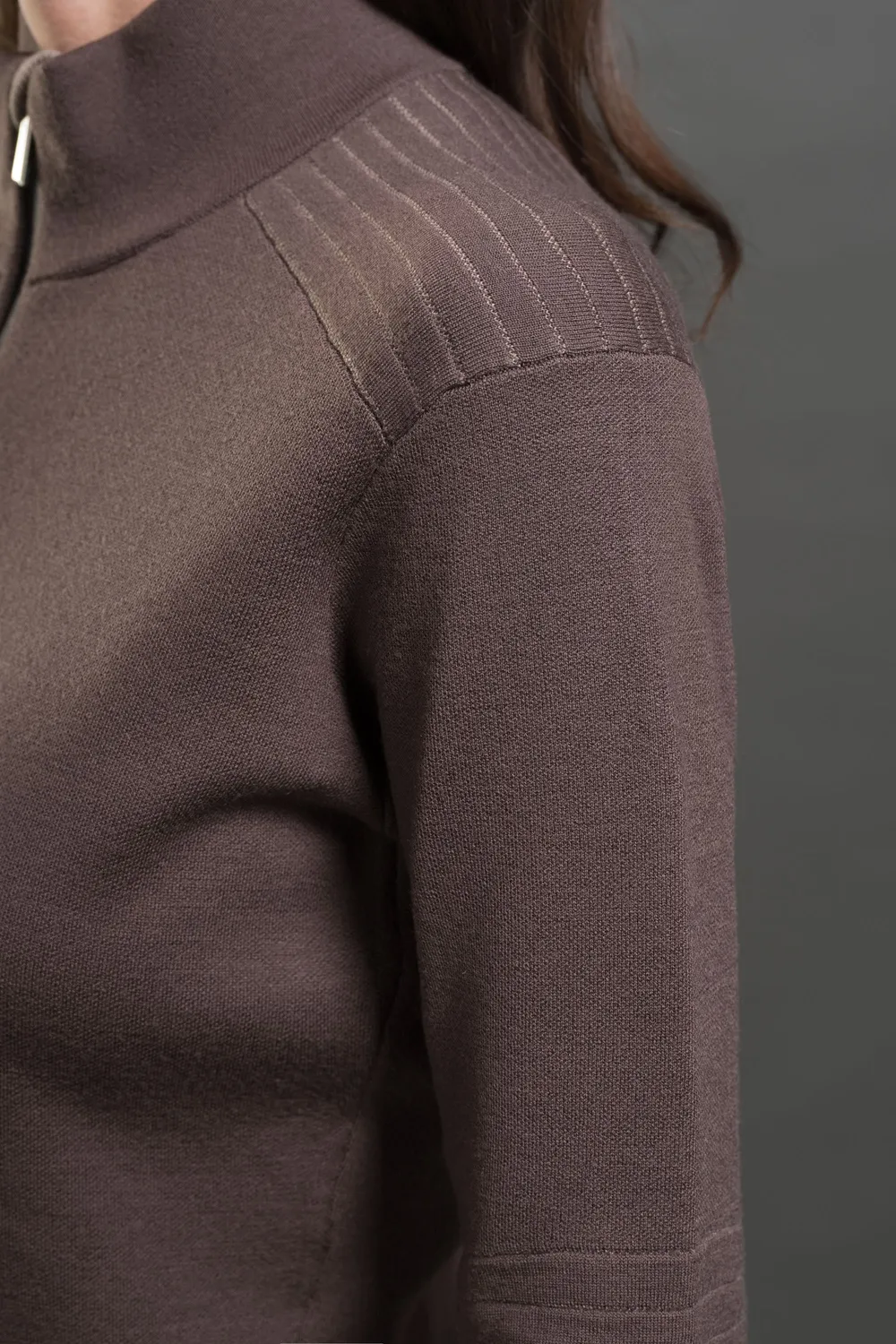 Moorer STRIA-W-ET ullgenser halv glidelås Bianco/Taupe, merinoull
