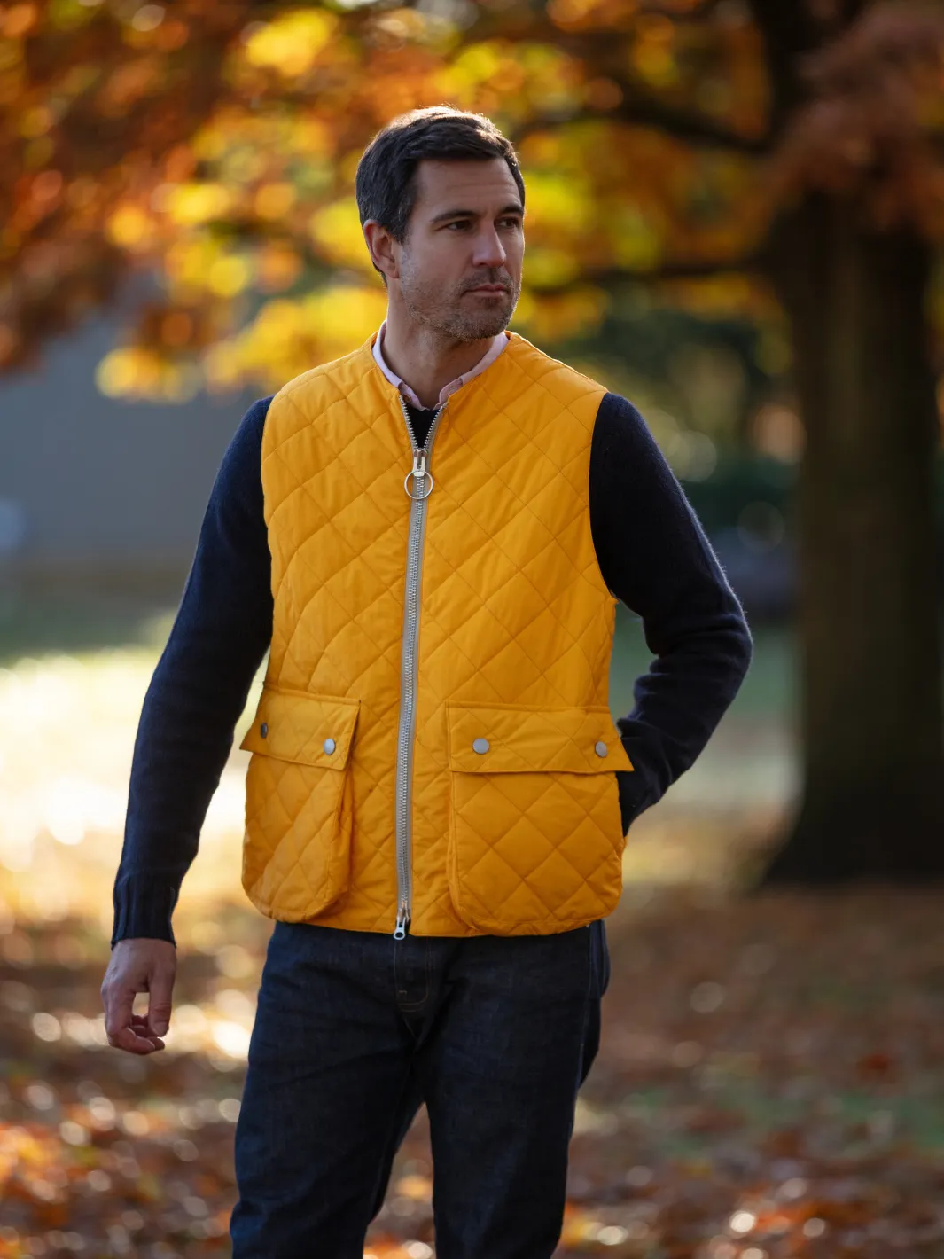 John Partridge Padded Vest vest Yellow M og L quiltet nylon
