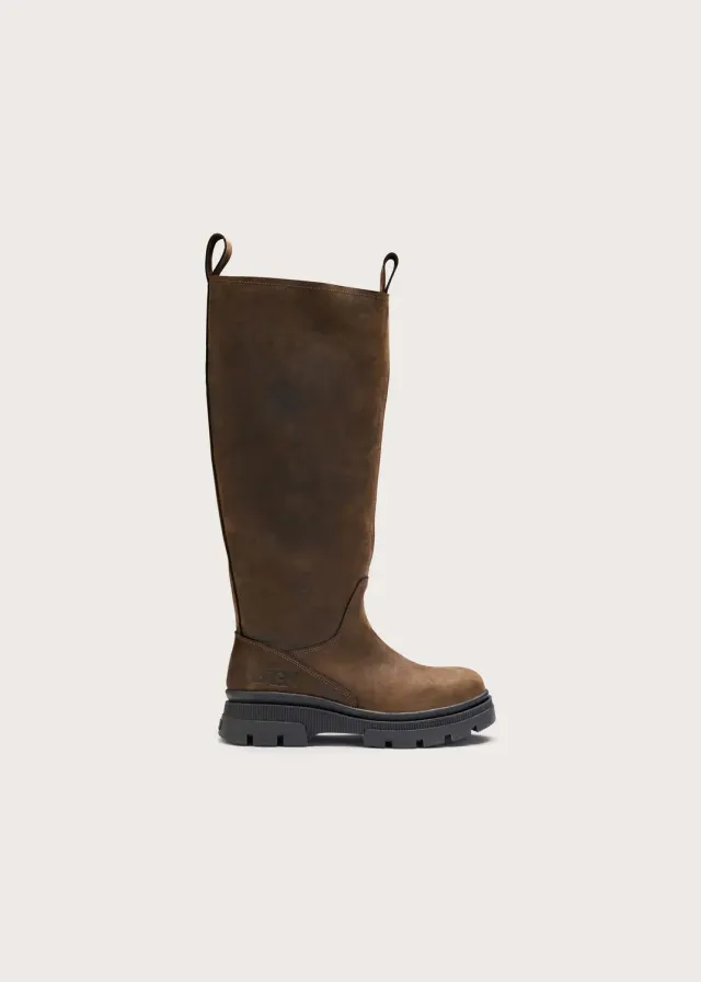 Brgn High Leather Boots støvletter brune i nubuck