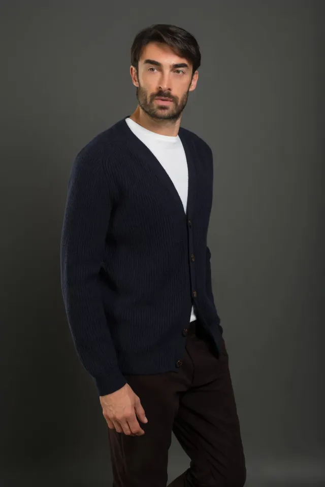 Moorer REGGIE-XC7 cardigan navy i ull og kasjmir