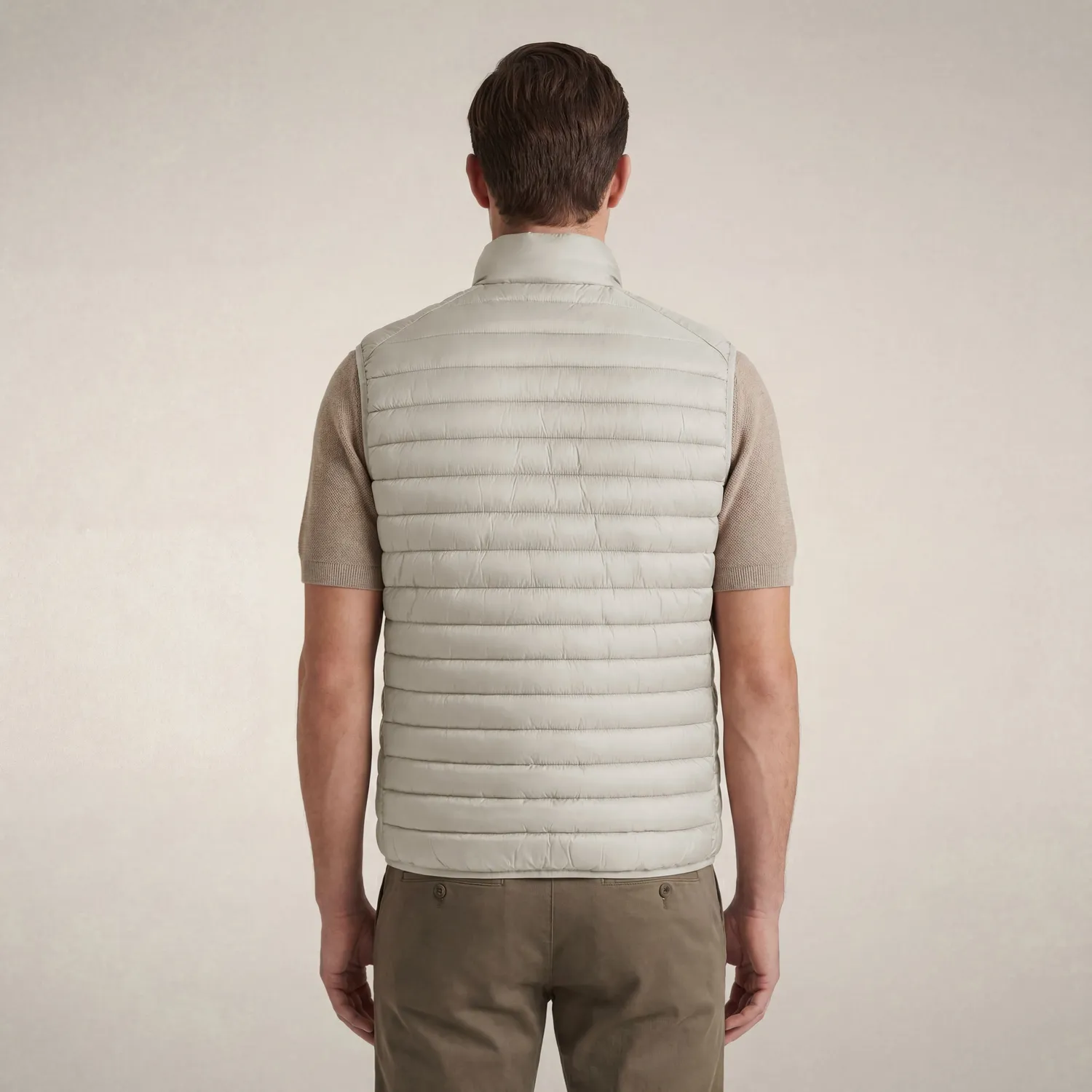 Save The Duck Adam quiltet vest herre, Rainy Beige – dyrefri vattering