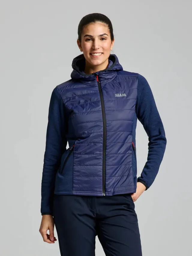 Slam ACT WS Hybrid Fleece hettefleece dame Dark Navy