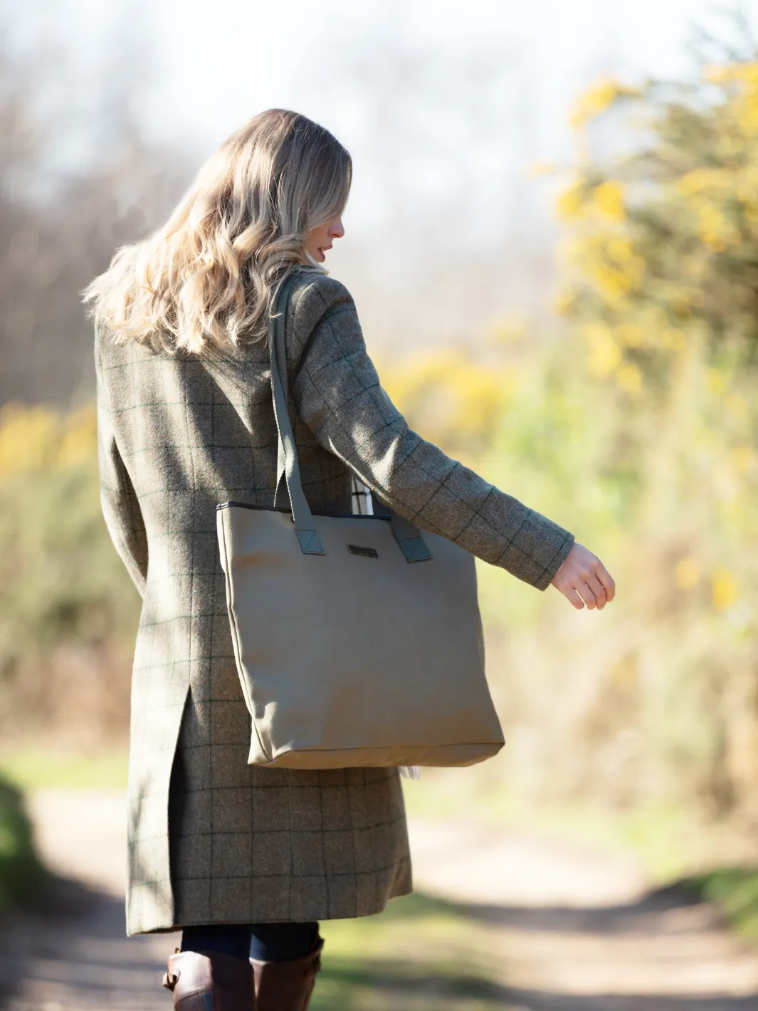John Partridge Tote Bag Khaki Canvas shopper stor bomull