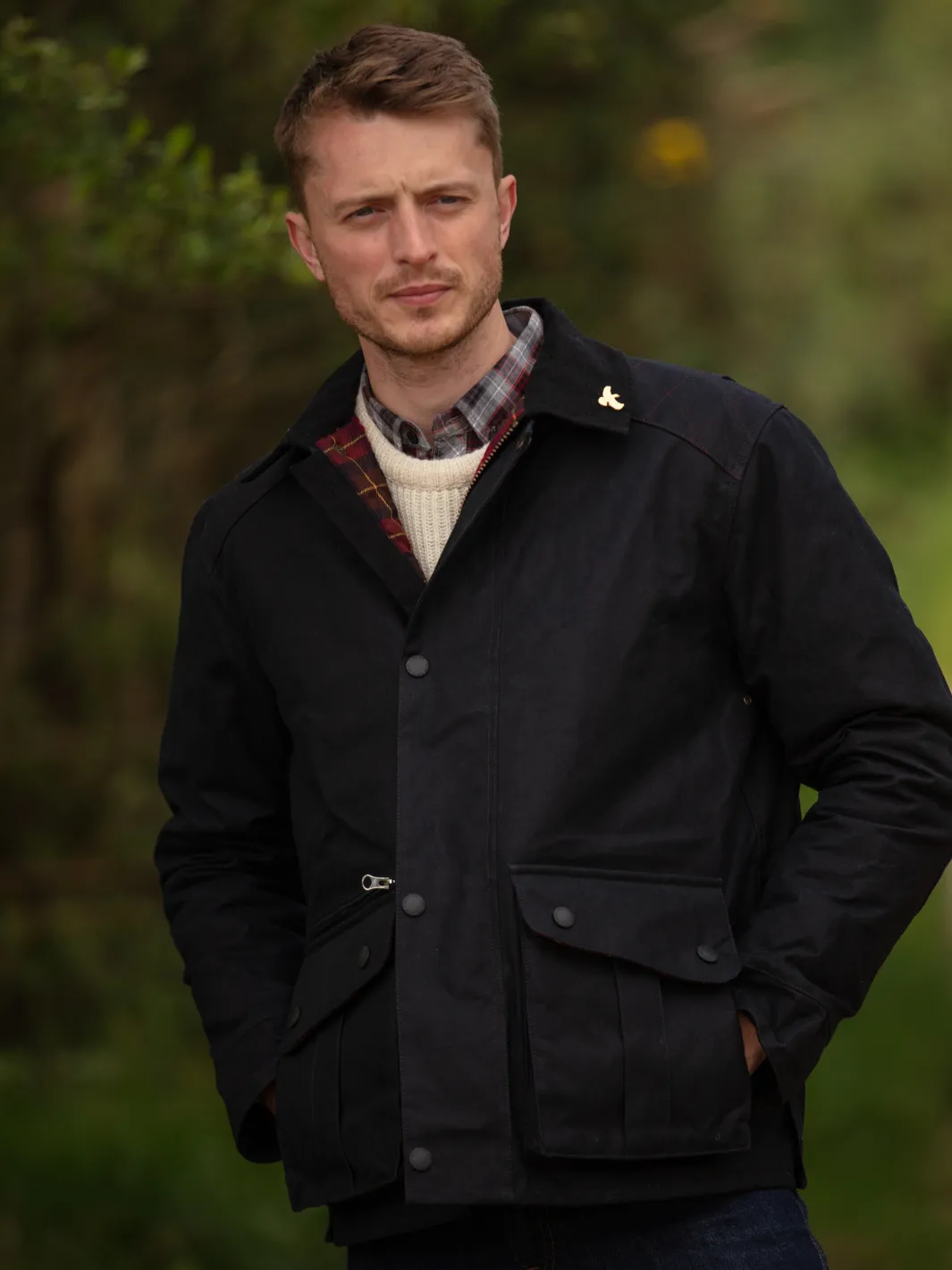 John Partridge Hinterland Hybrid Jacket jakke svart dry wax