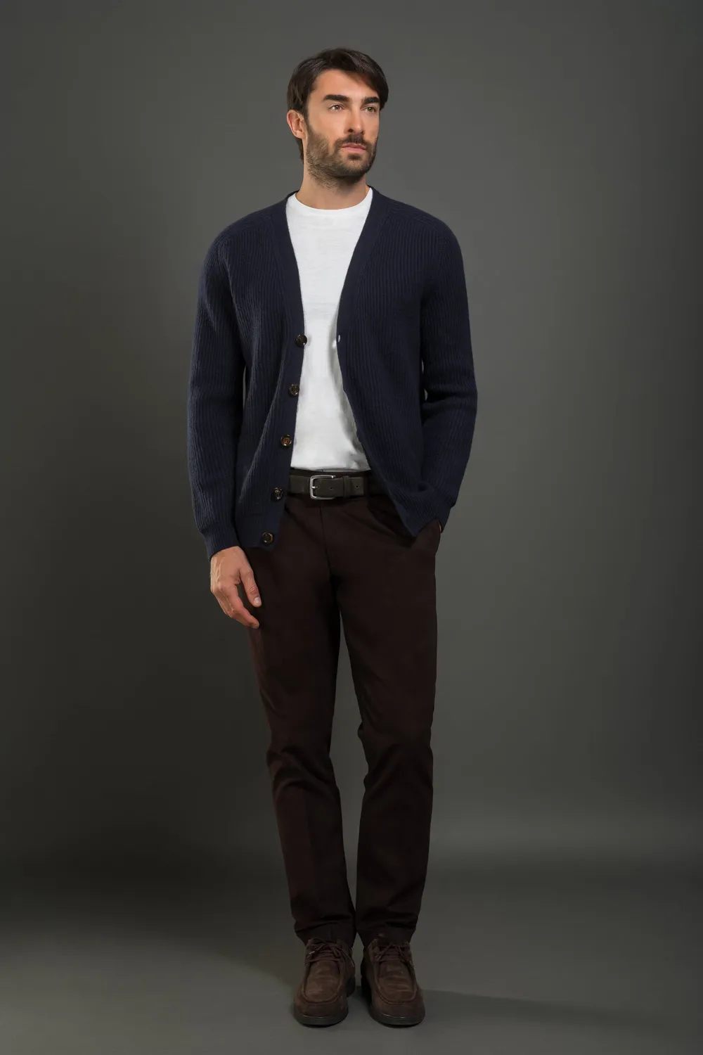 Moorer REGGIE-XC7 cardigan navy i ull og kasjmir
