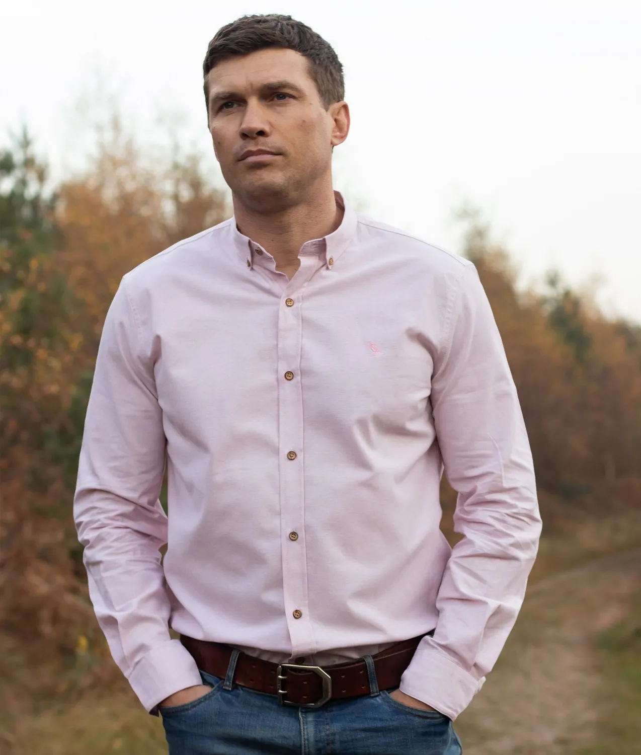 John Partridge Ridware Chambray Shirt skjorte Light Pink bomull