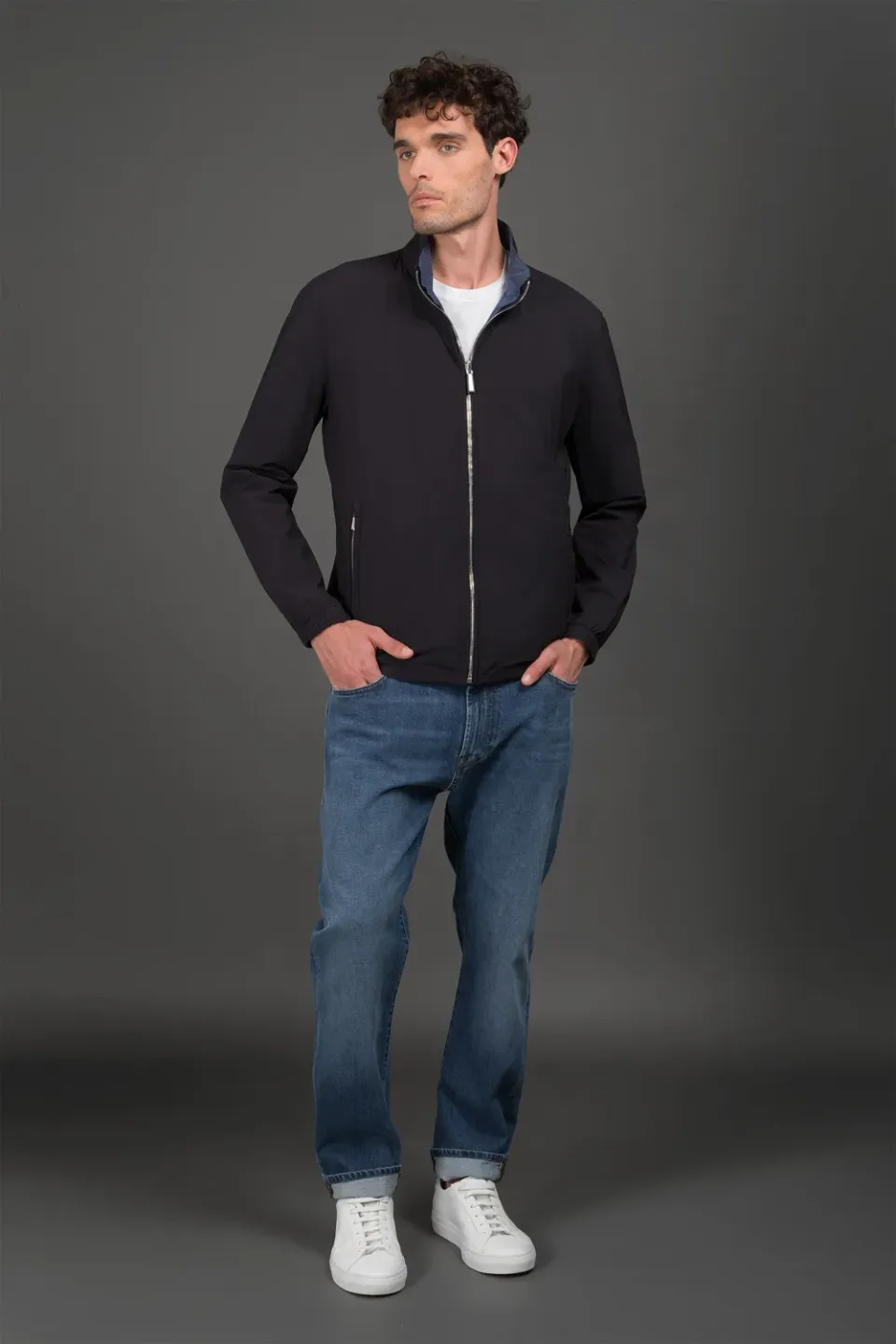 Moorer Aldi-AC bomberjakke Navy/Bluette, vendbar