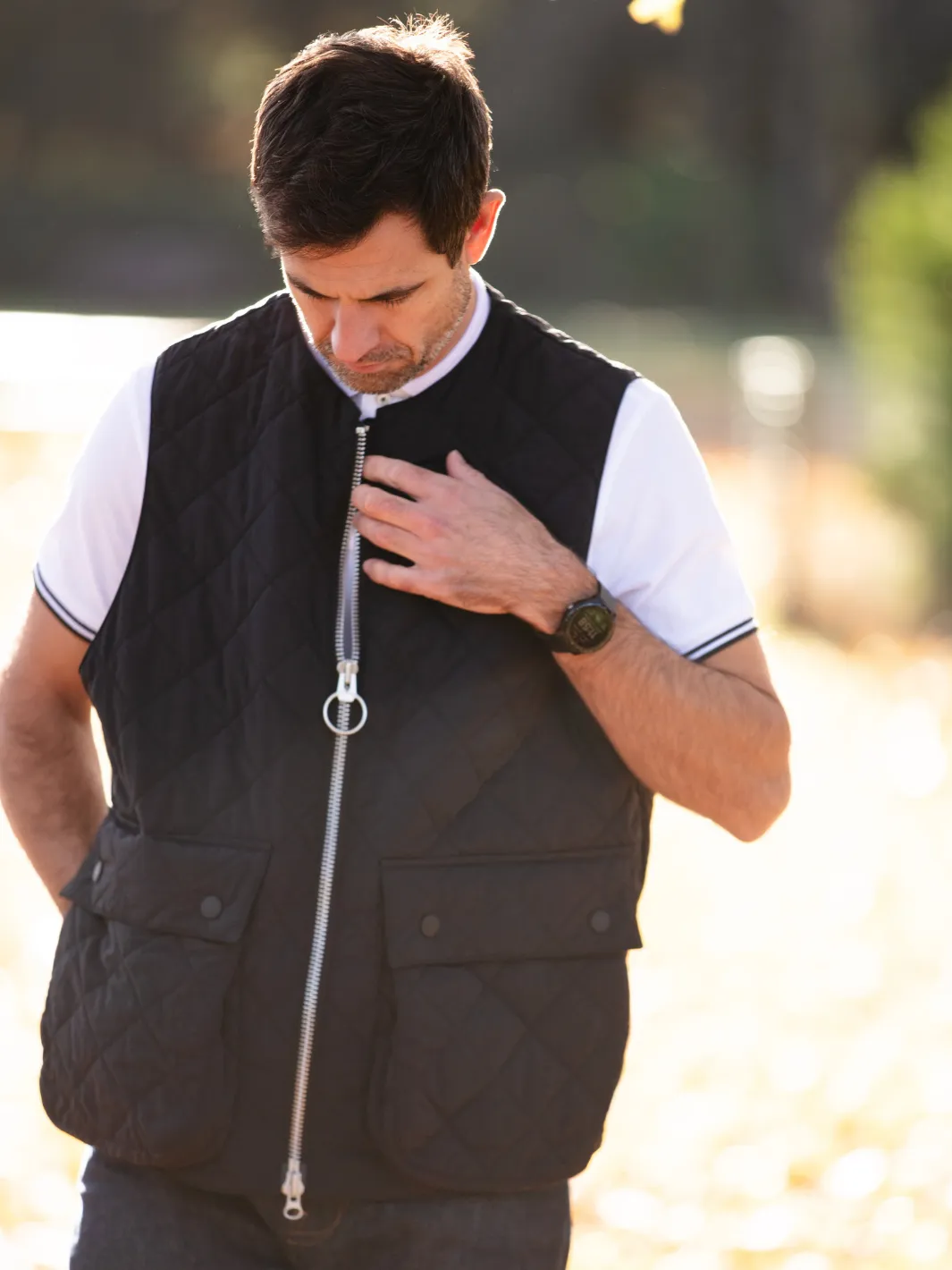 John Partridge Padded Vest vest koksgrå M–L vattert nylon